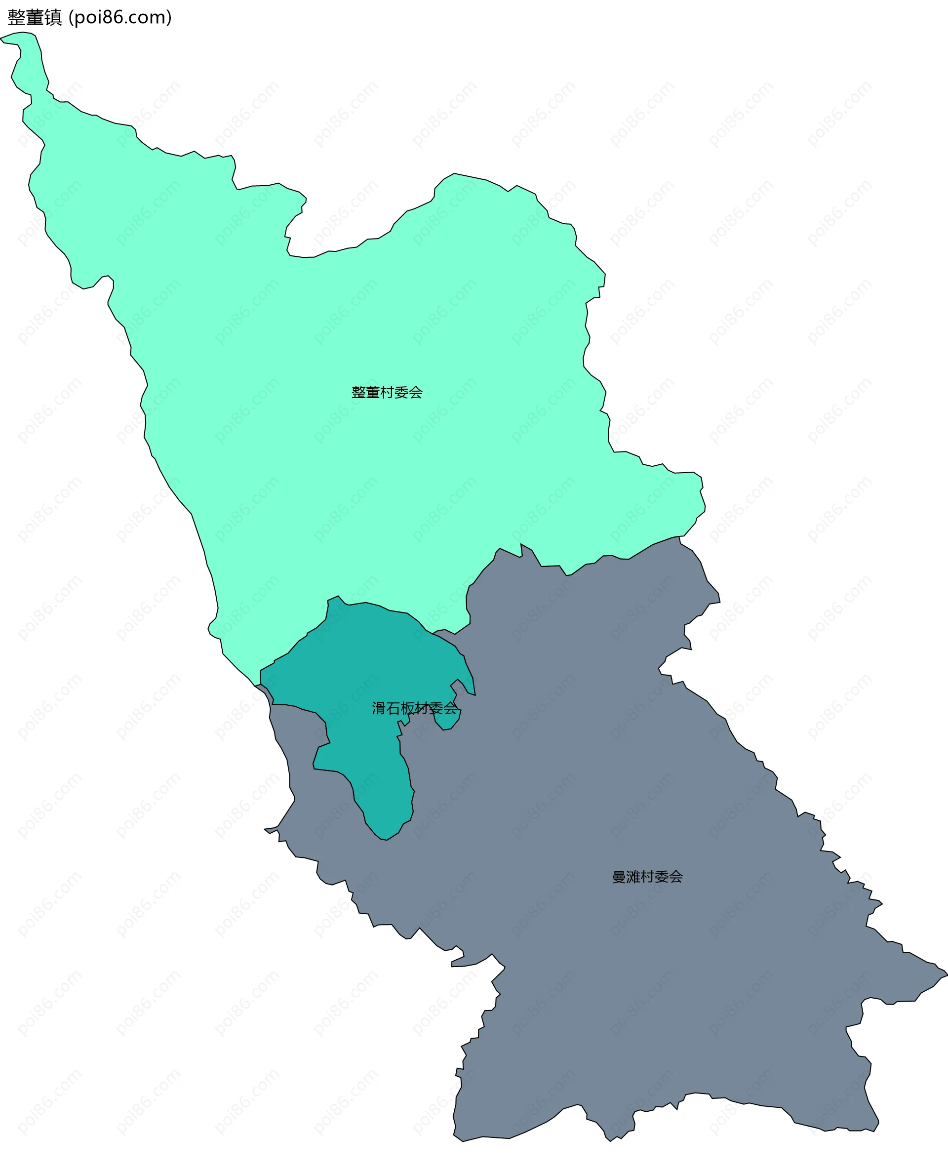 整董镇边界地图(五级行政区划)