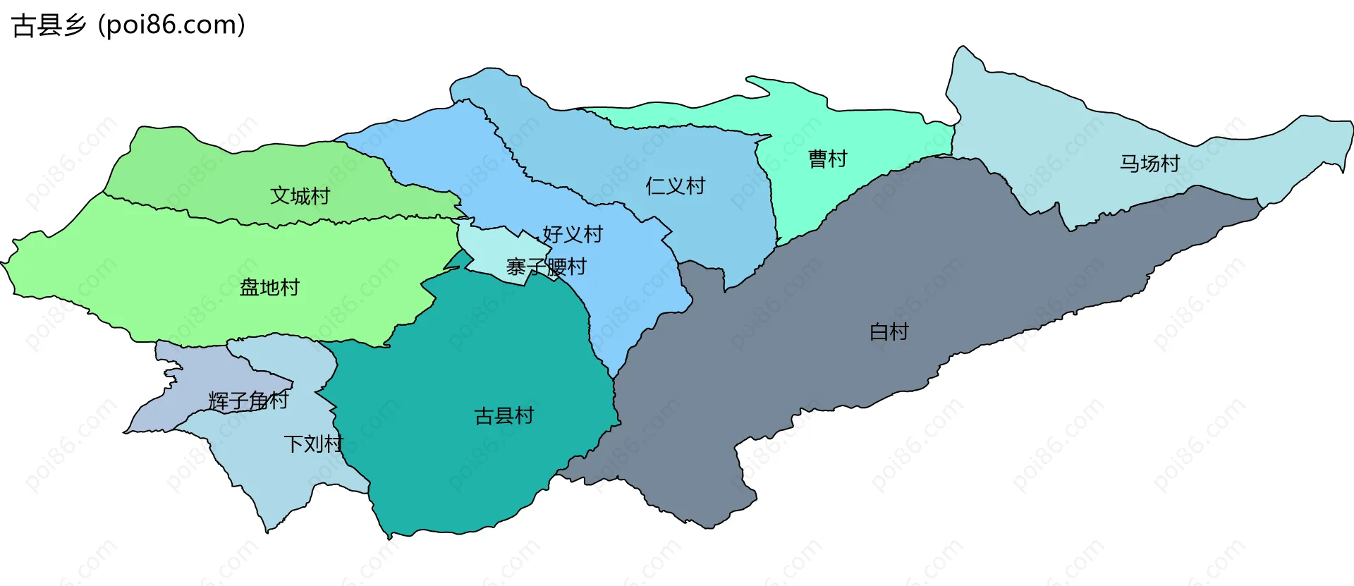 古县乡边界地图(五级行政区划)