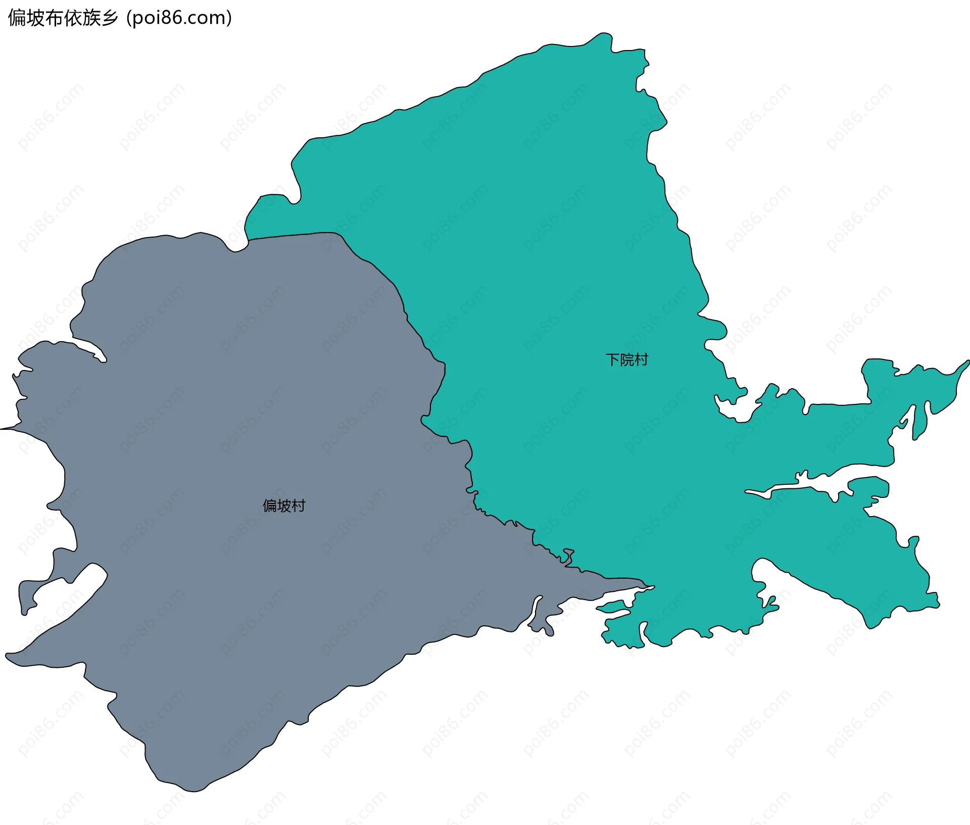 偏坡布依族乡边界地图(五级行政区划)