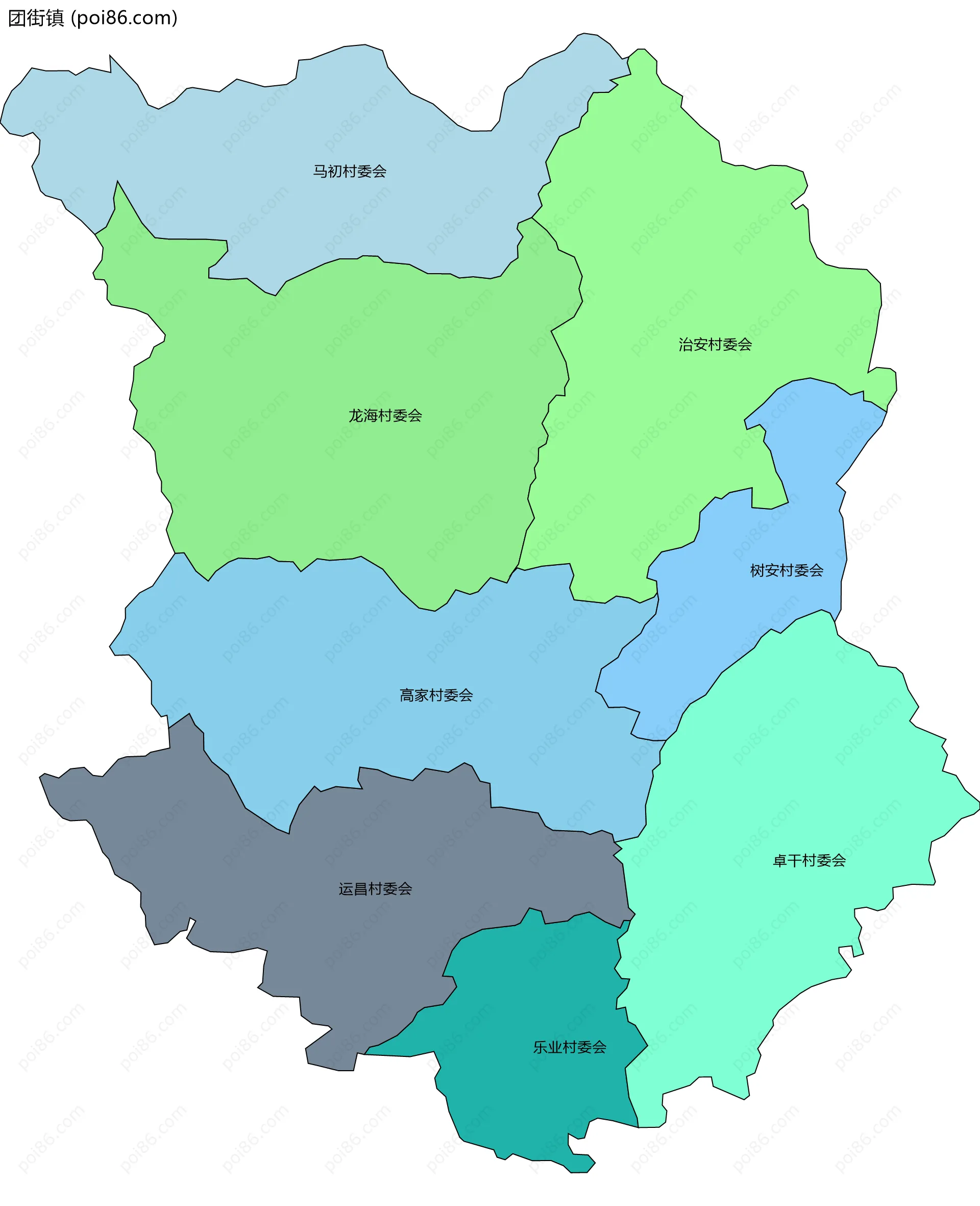 团街镇边界地图(五级行政区划)