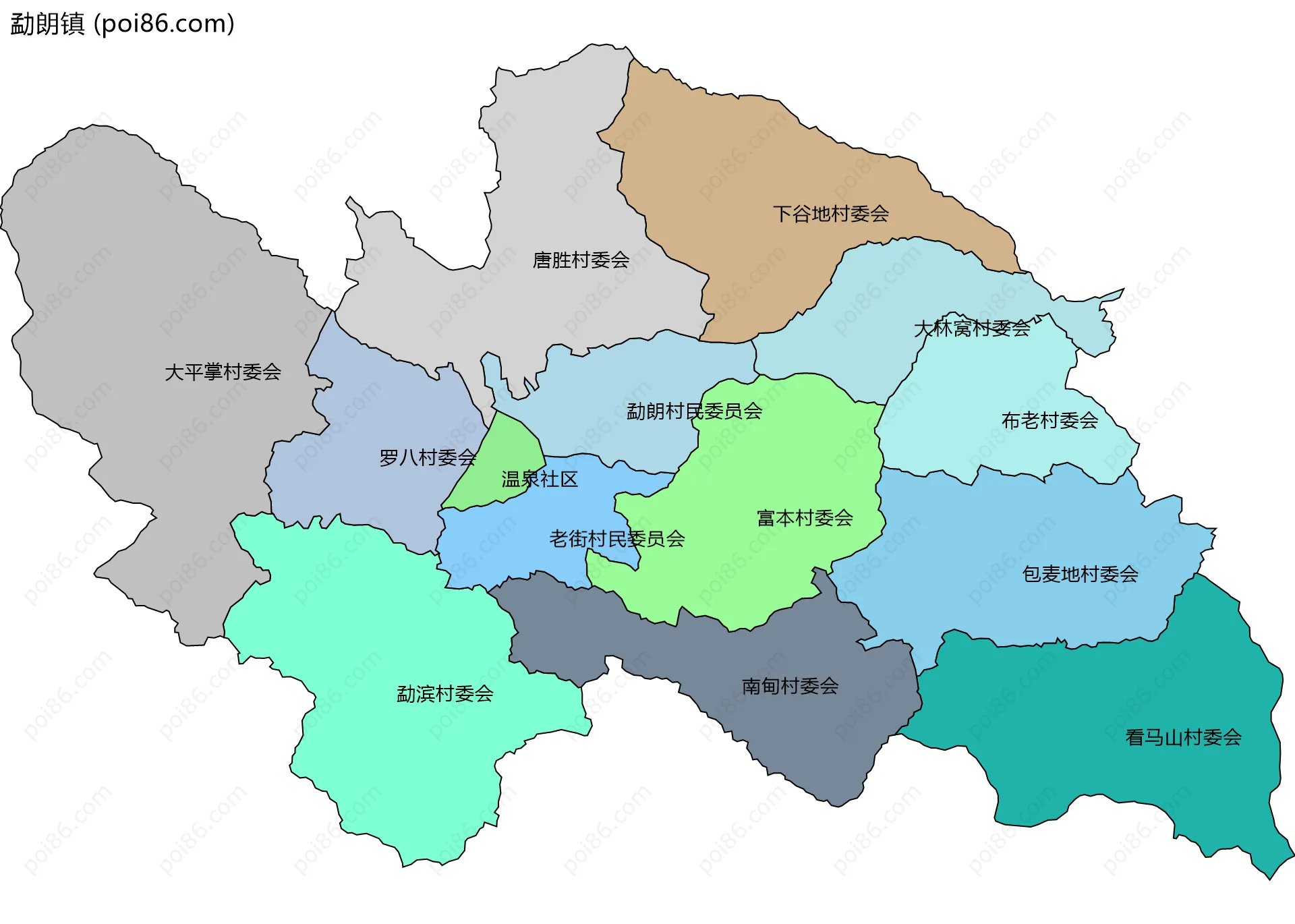 勐朗镇边界地图(五级行政区划)