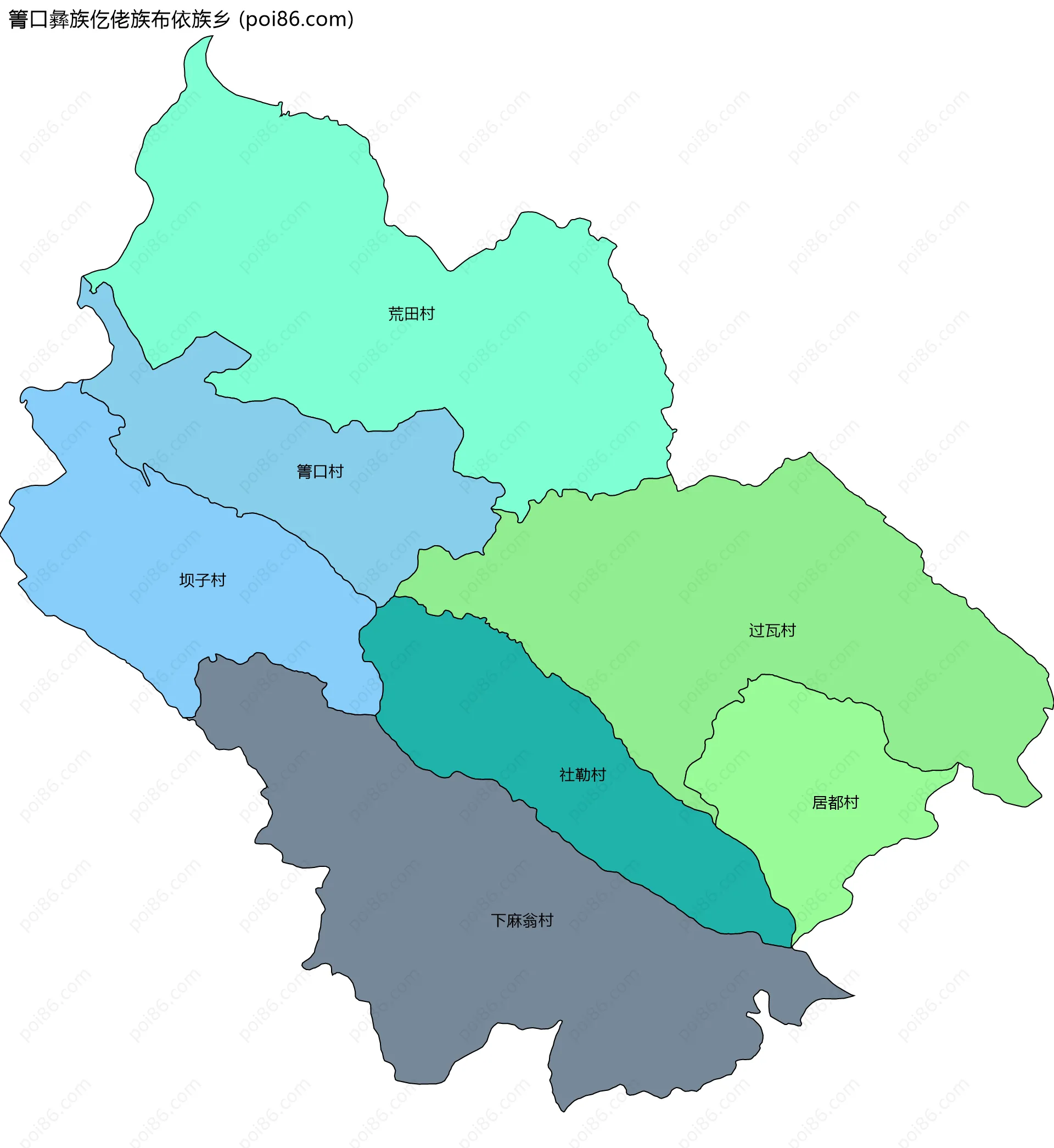 箐口彝族仡佬族布依族乡边界地图(五级行政区划)