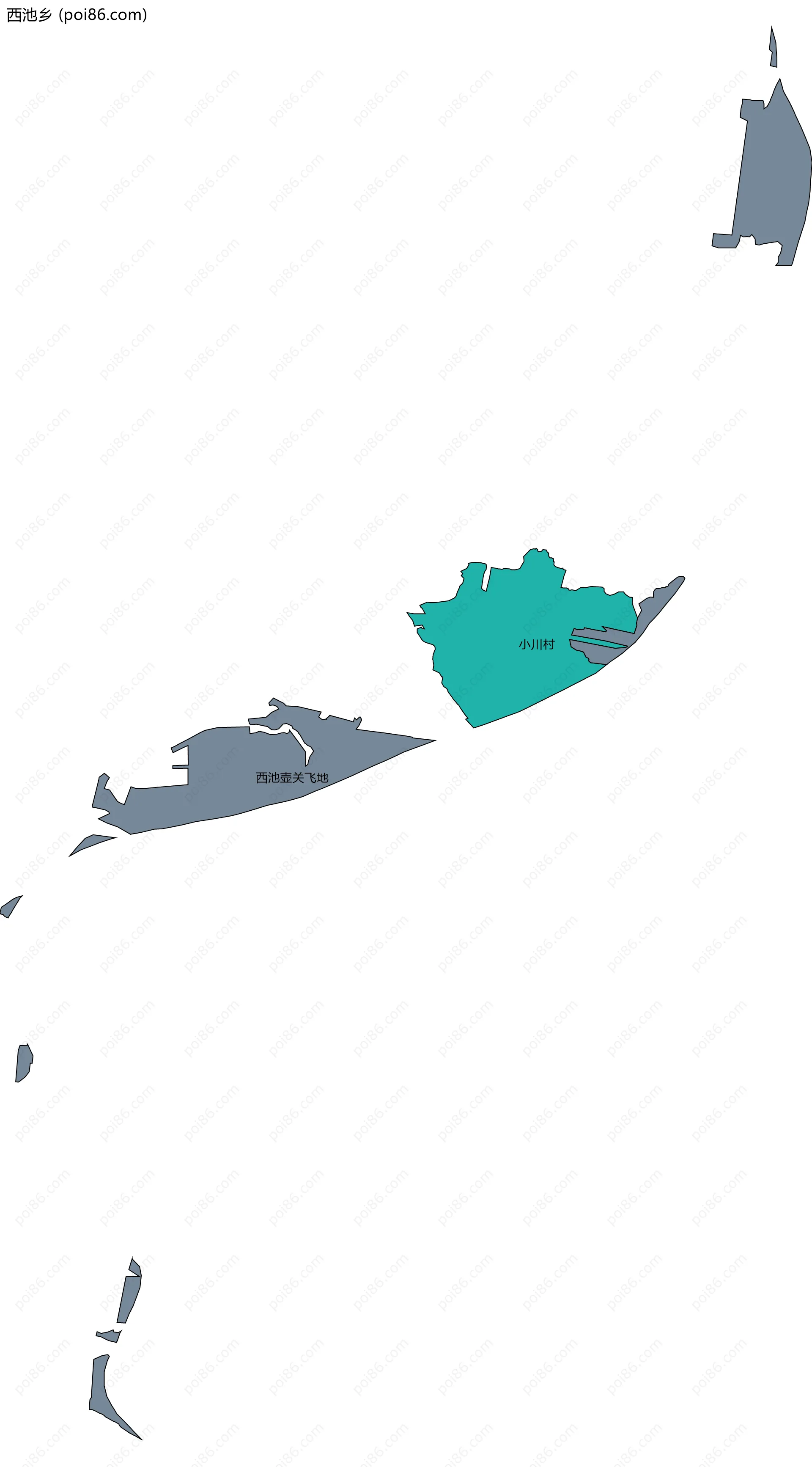 西池乡边界地图(五级行政区划)