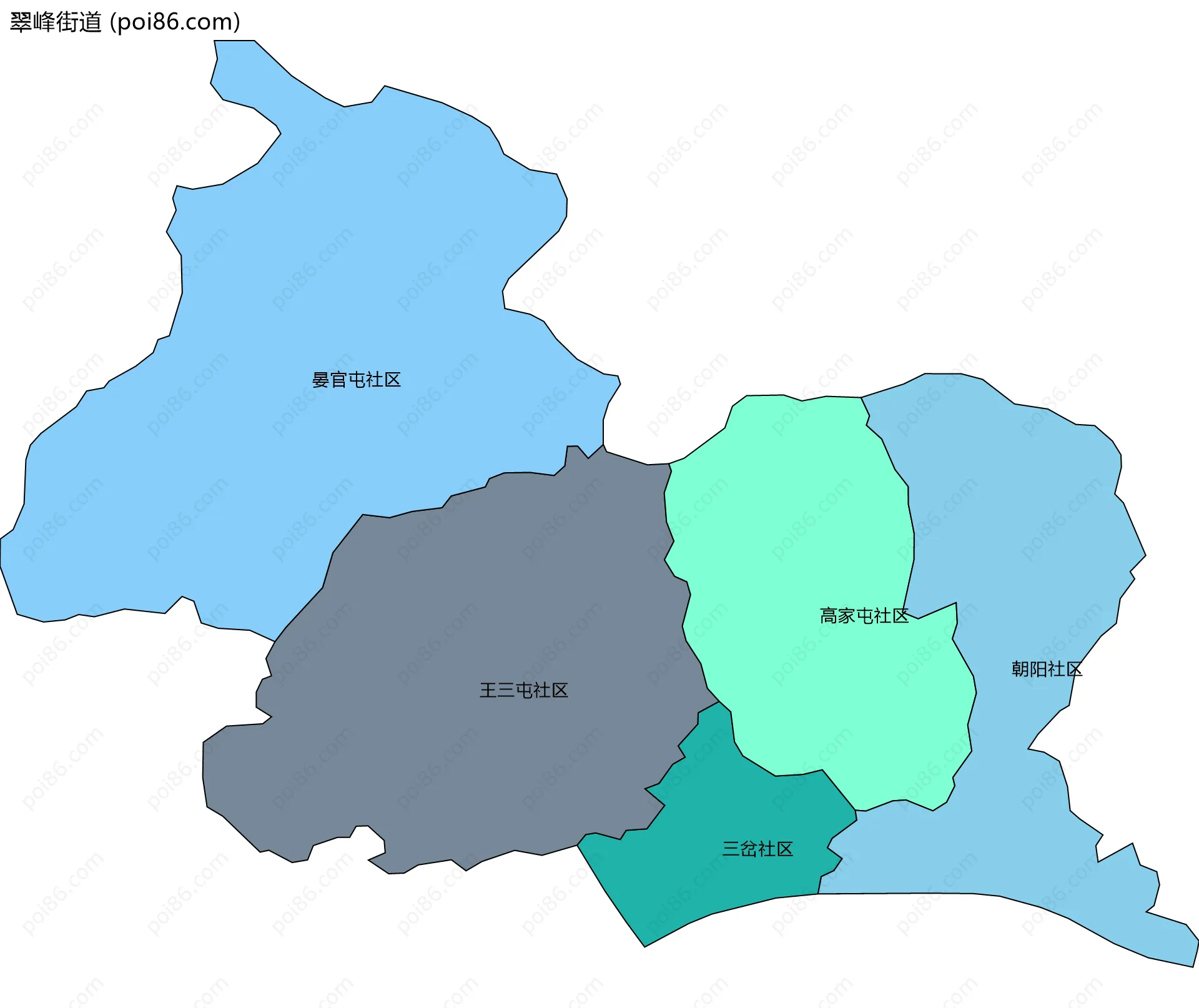 翠峰街道边界地图(五级行政区划)