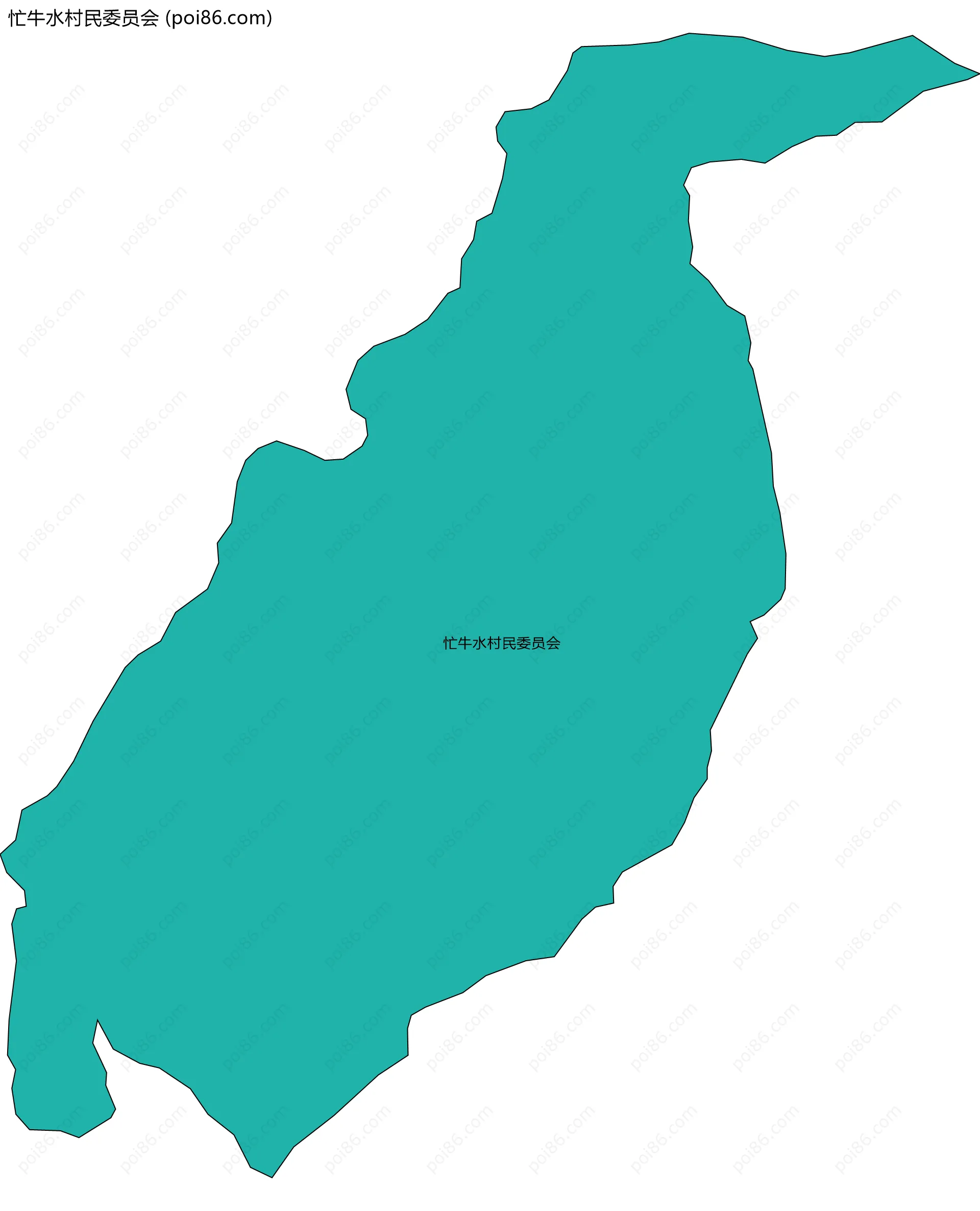 忙牛水村民委员会边界地图