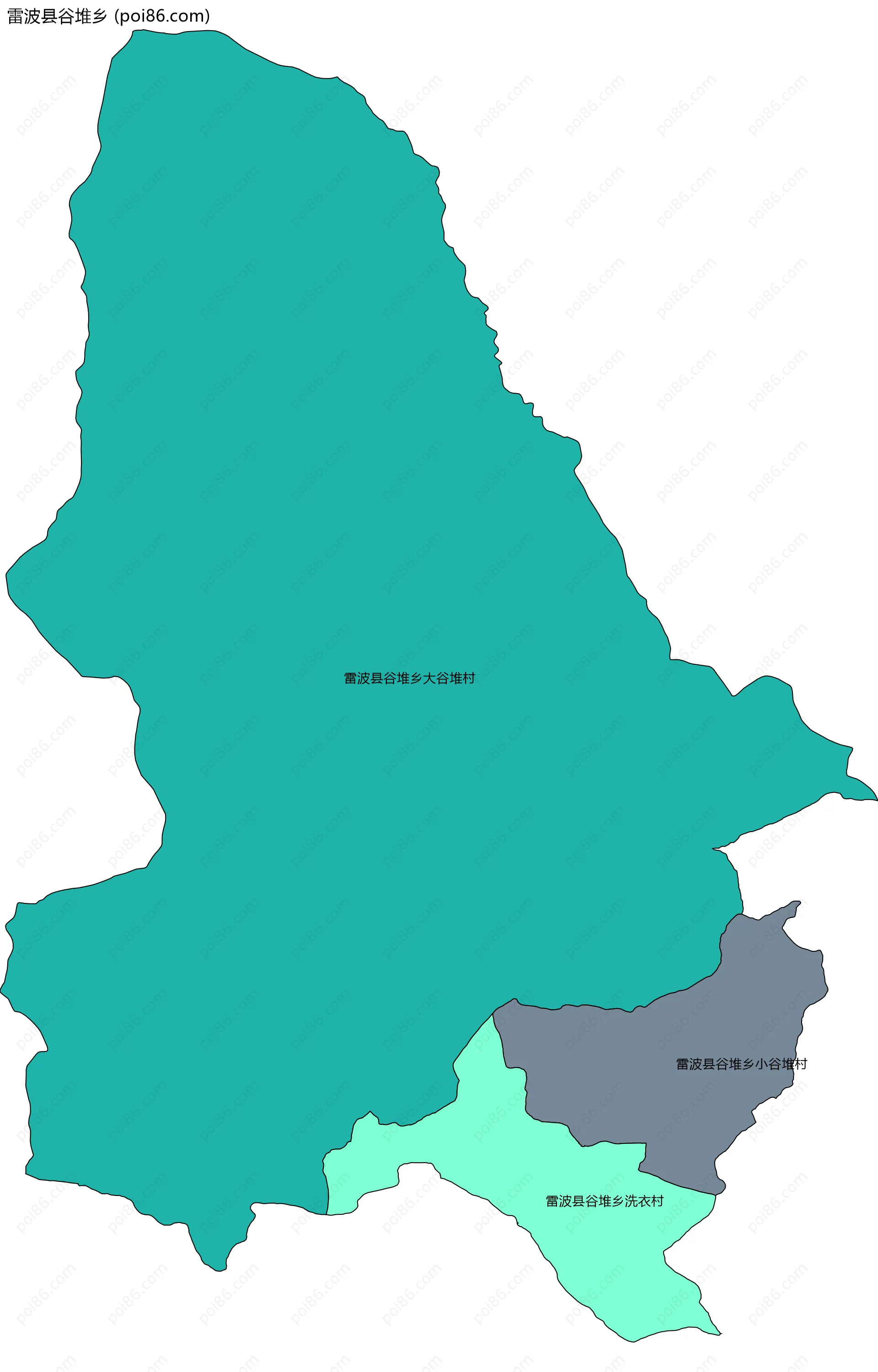 雷波县谷堆乡边界地图(五级行政区划)