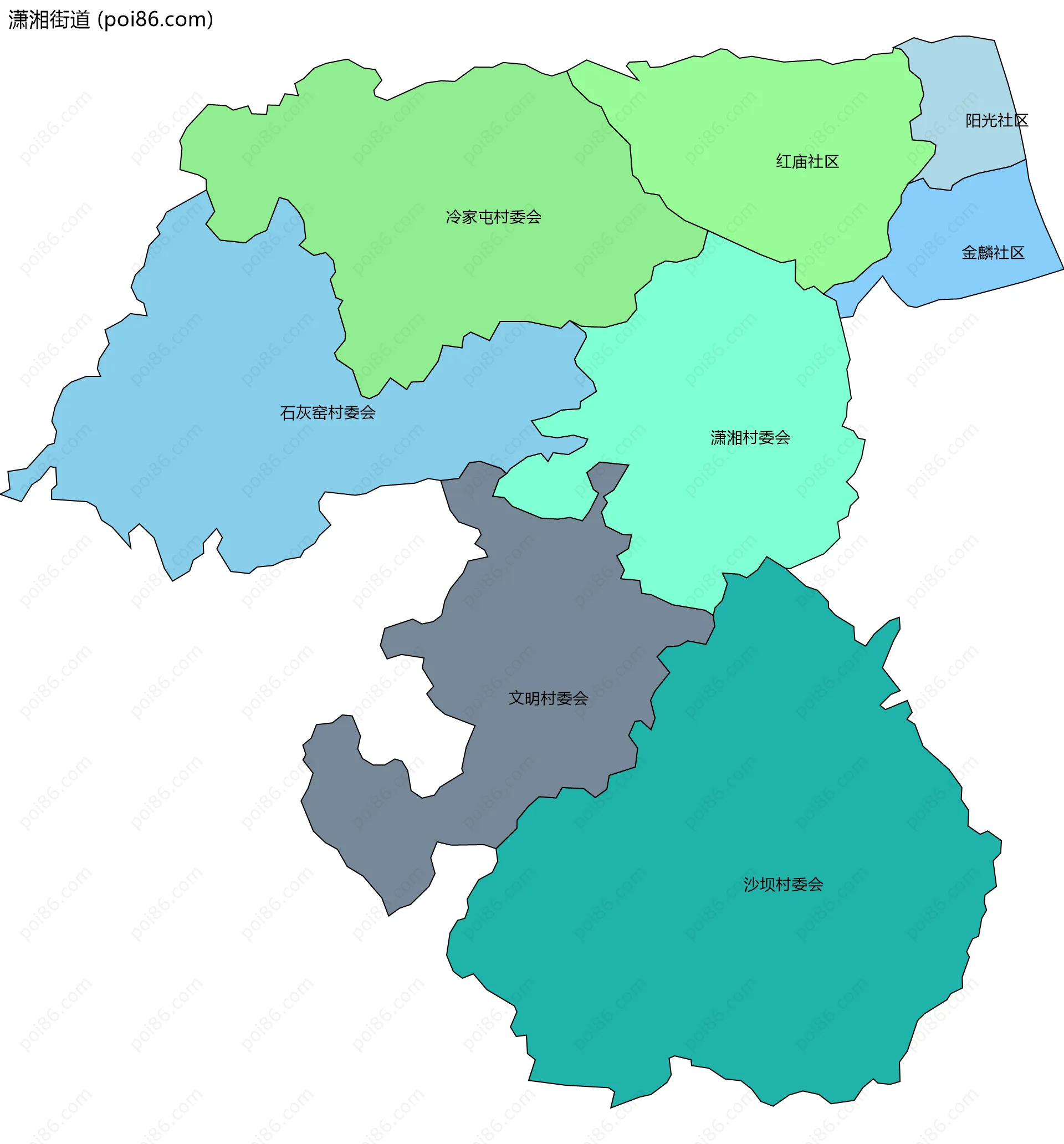 潇湘街道边界地图(五级行政区划)