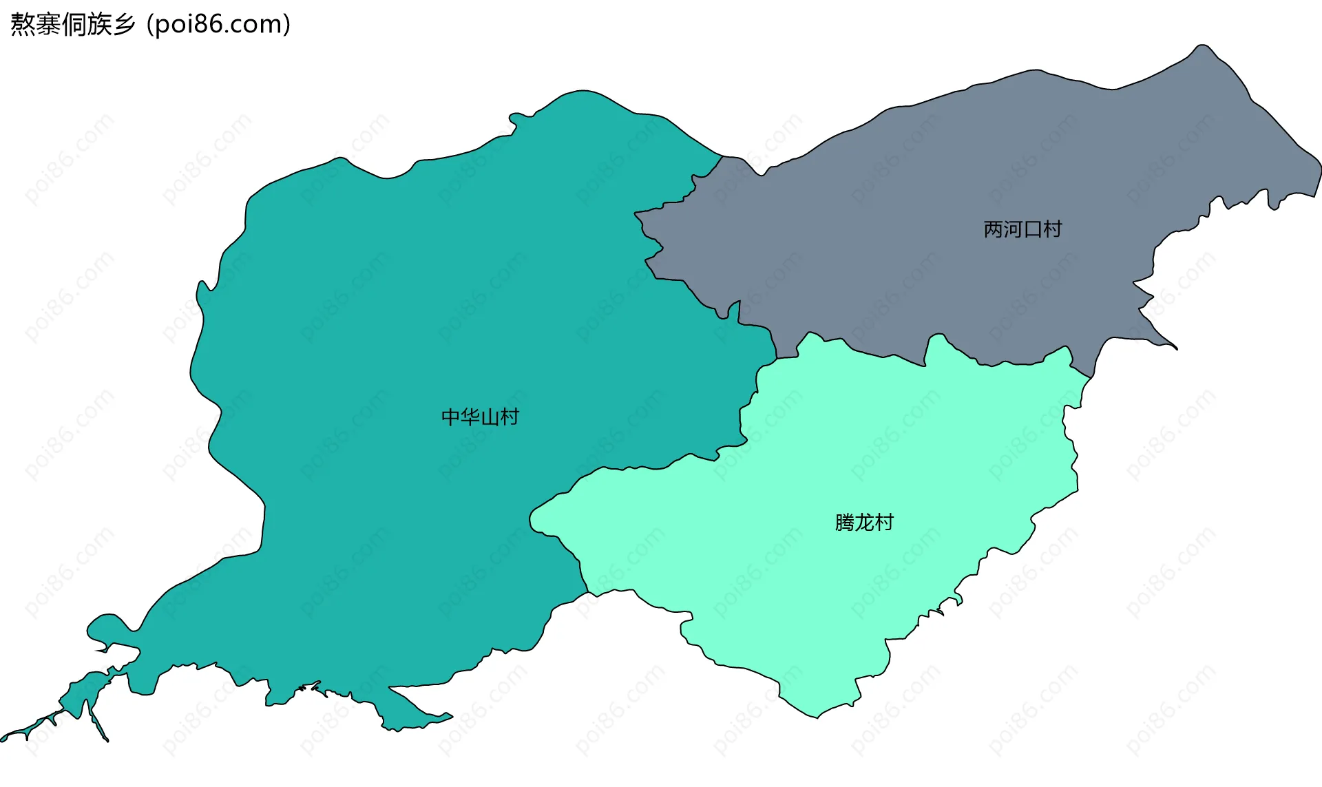 熬寨侗族乡边界地图(五级行政区划)