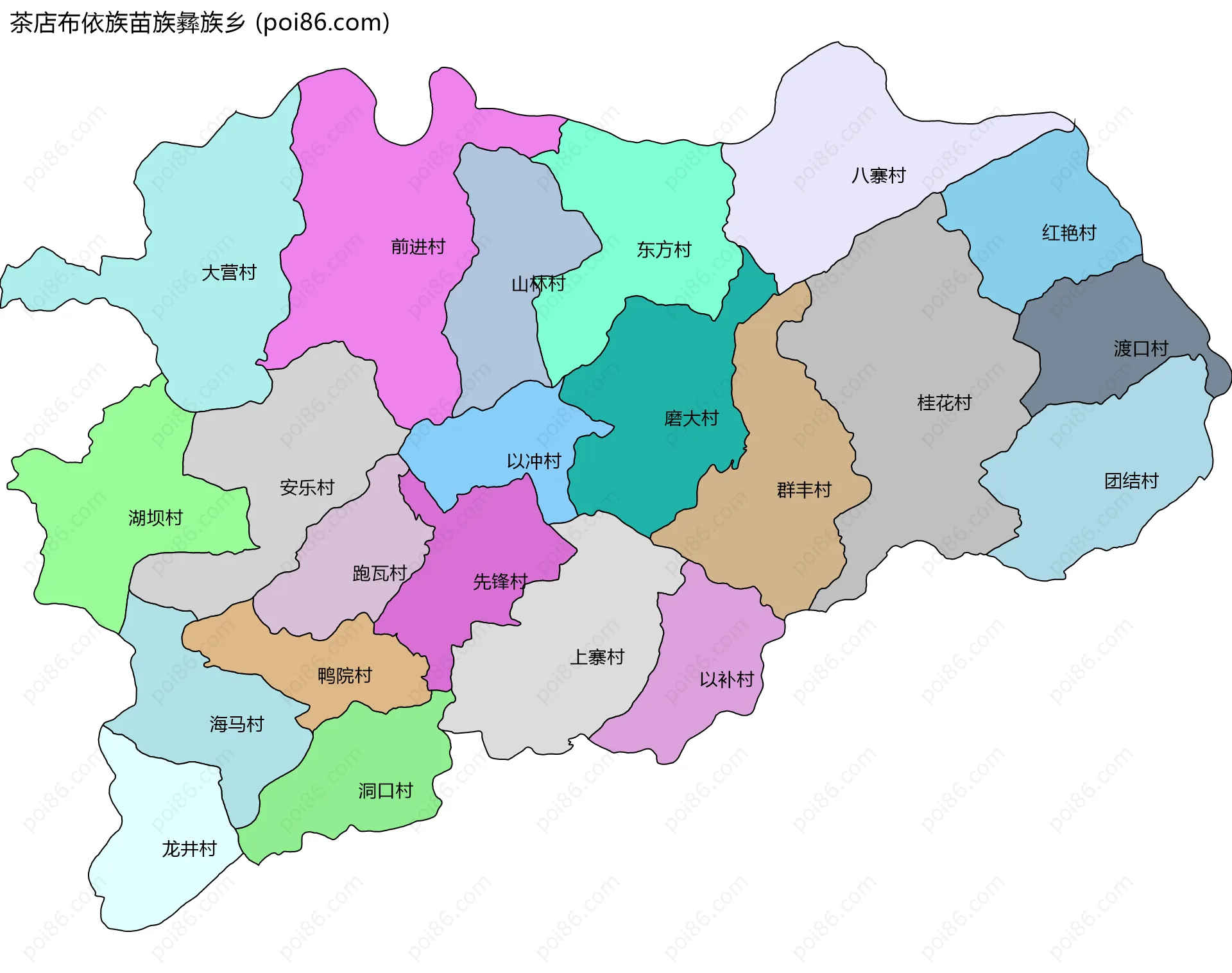 茶店布依族苗族彝族乡边界地图(五级行政区划)