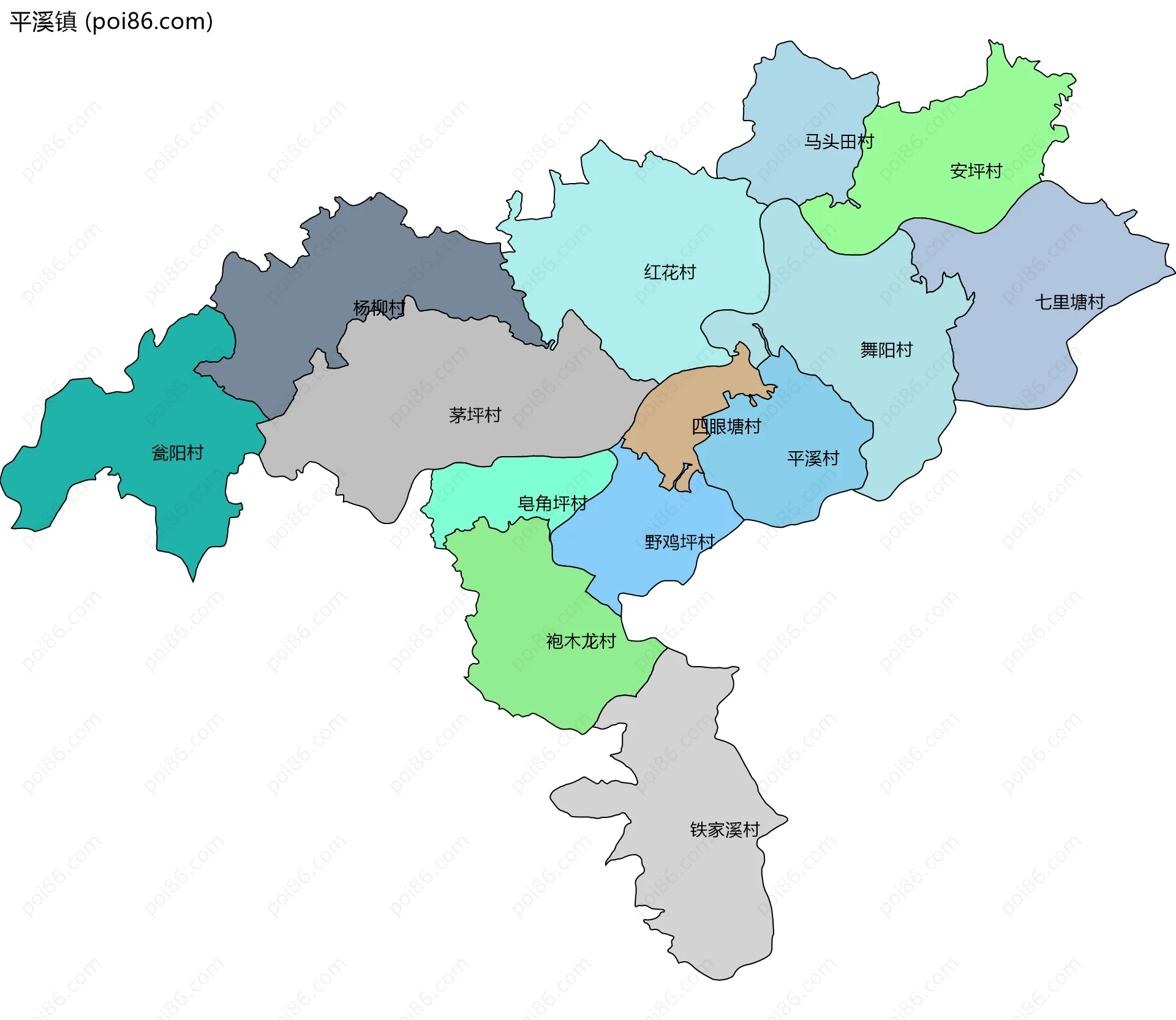 平溪镇边界地图(五级行政区划)