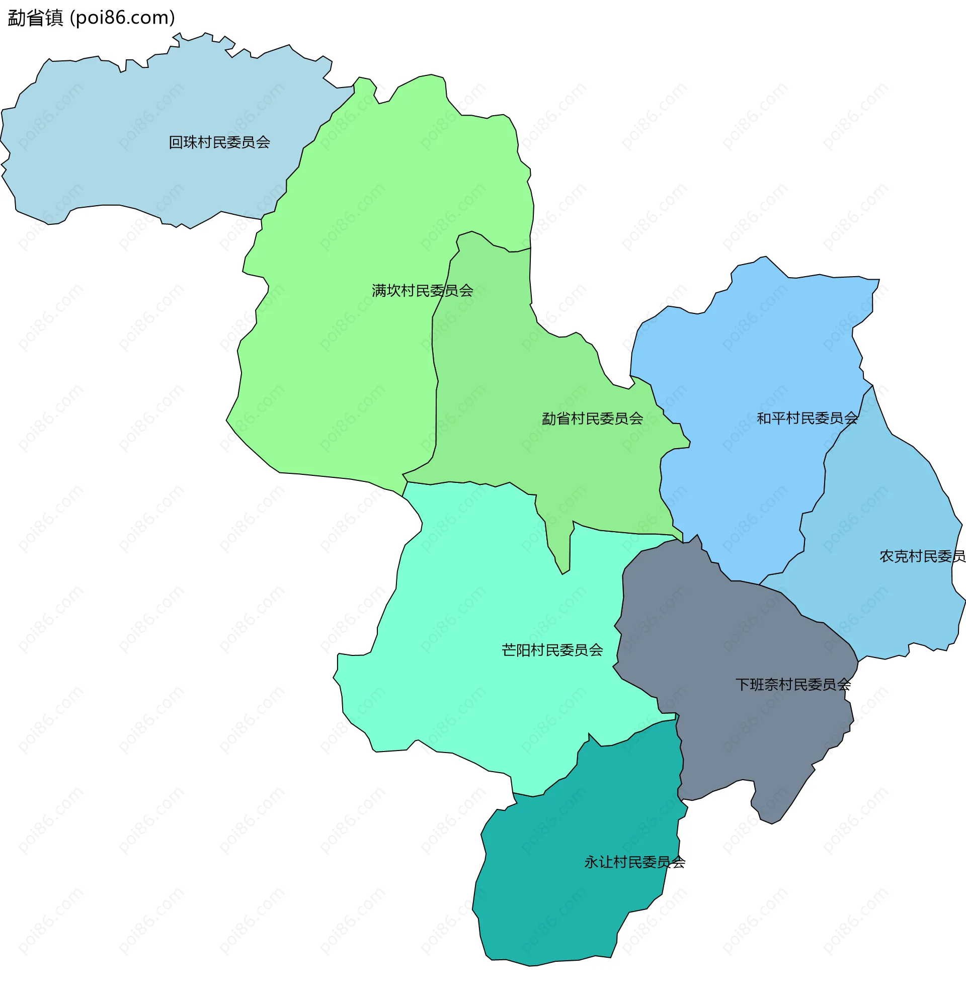勐省镇边界地图(五级行政区划)