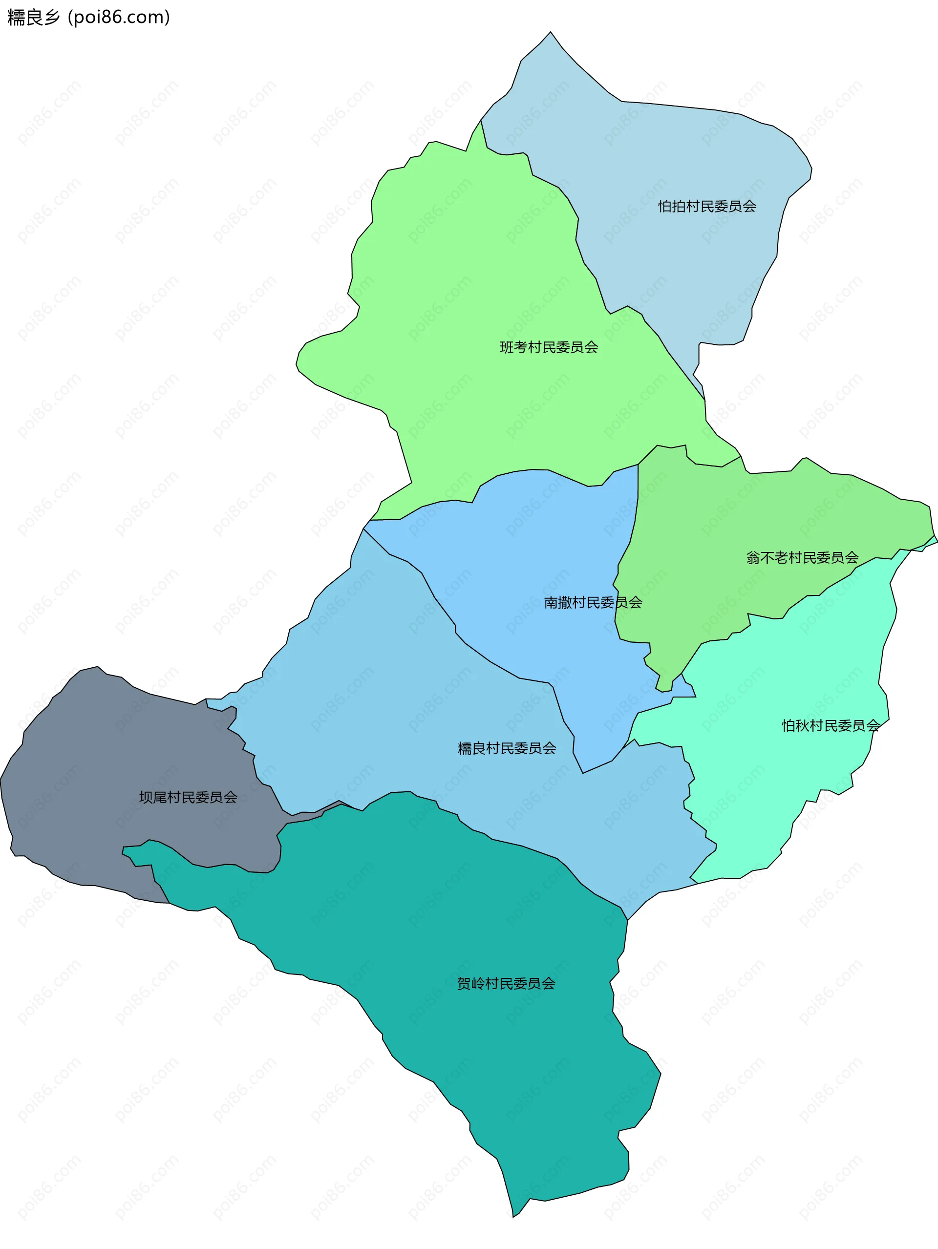 糯良乡边界地图(五级行政区划)