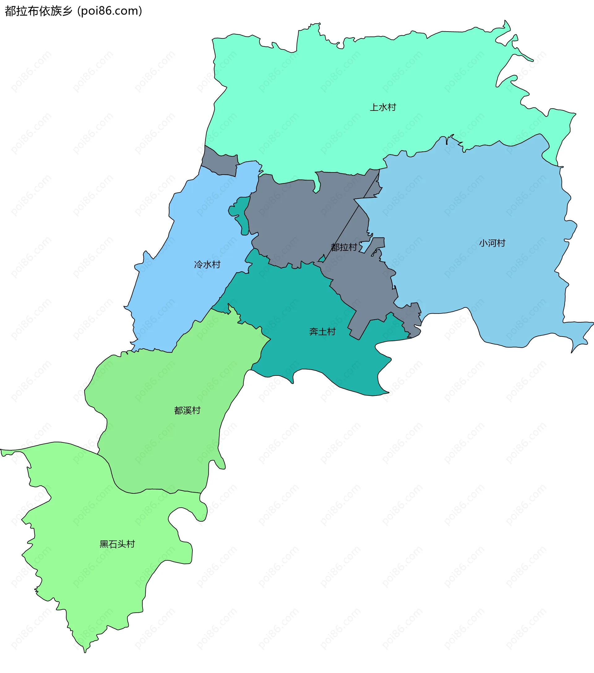 都拉布依族乡边界地图(五级行政区划)