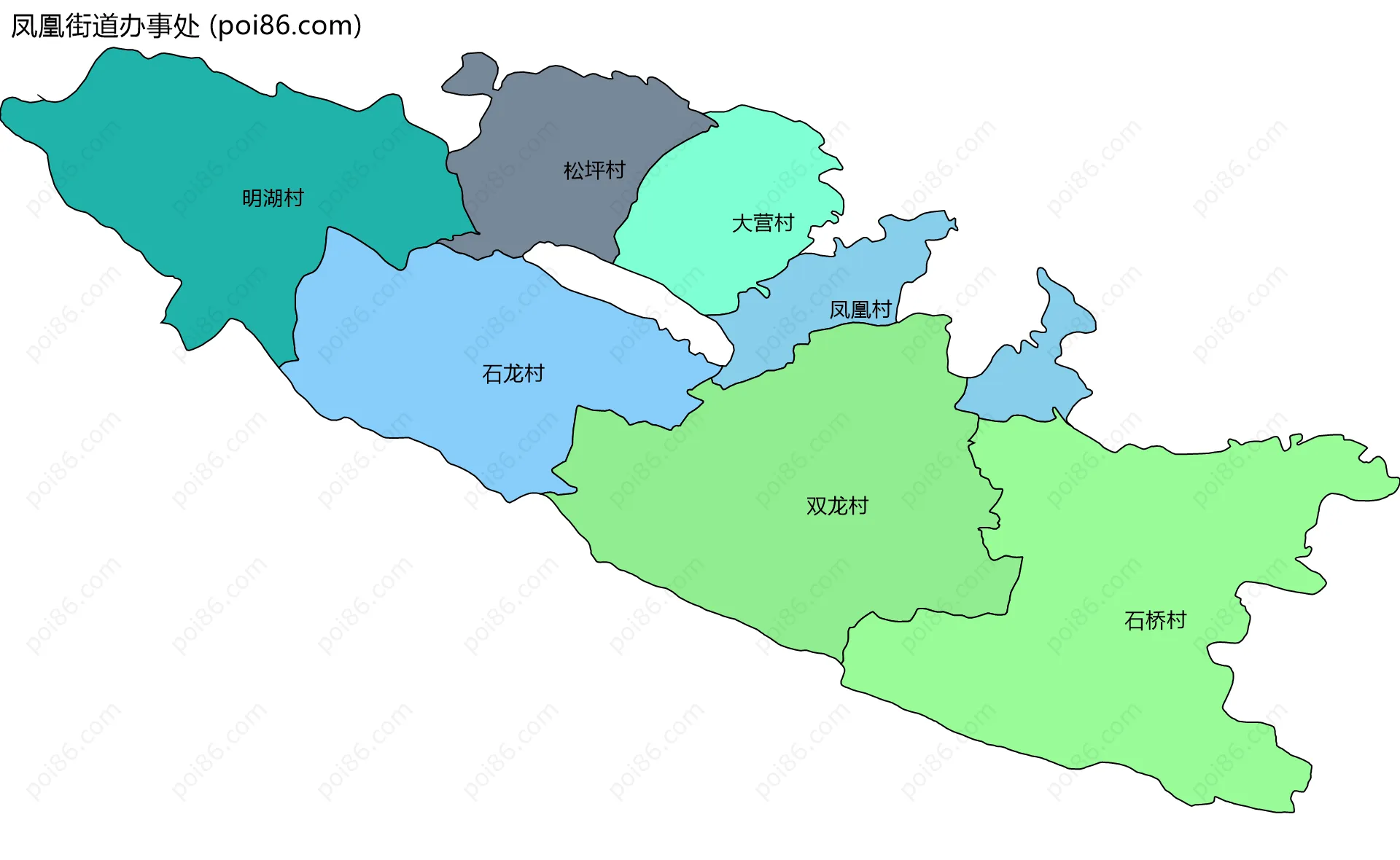 凤凰街道办事处边界地图(五级行政区划)