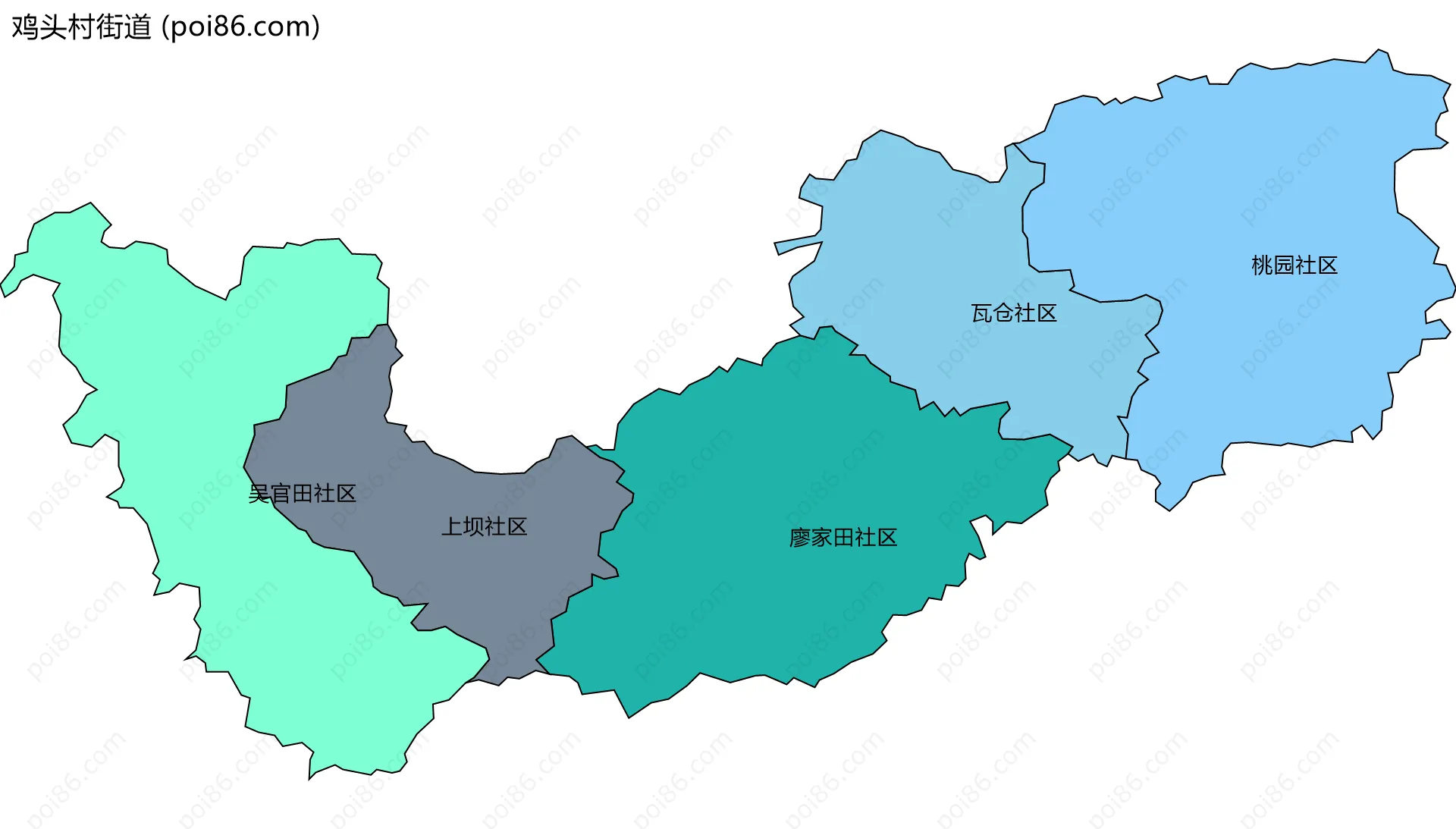 鸡头村街道边界地图(五级行政区划)