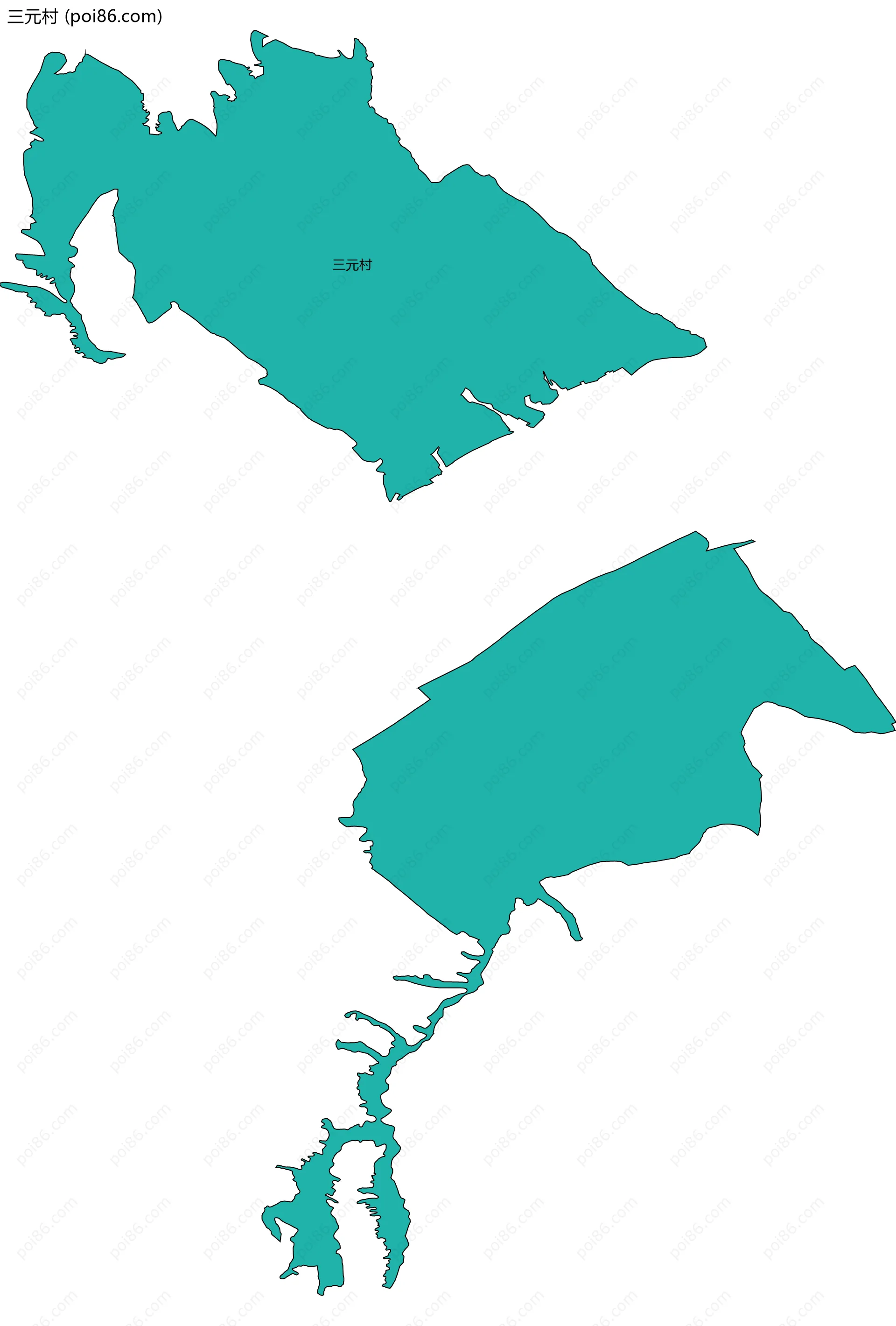 三元村边界地图