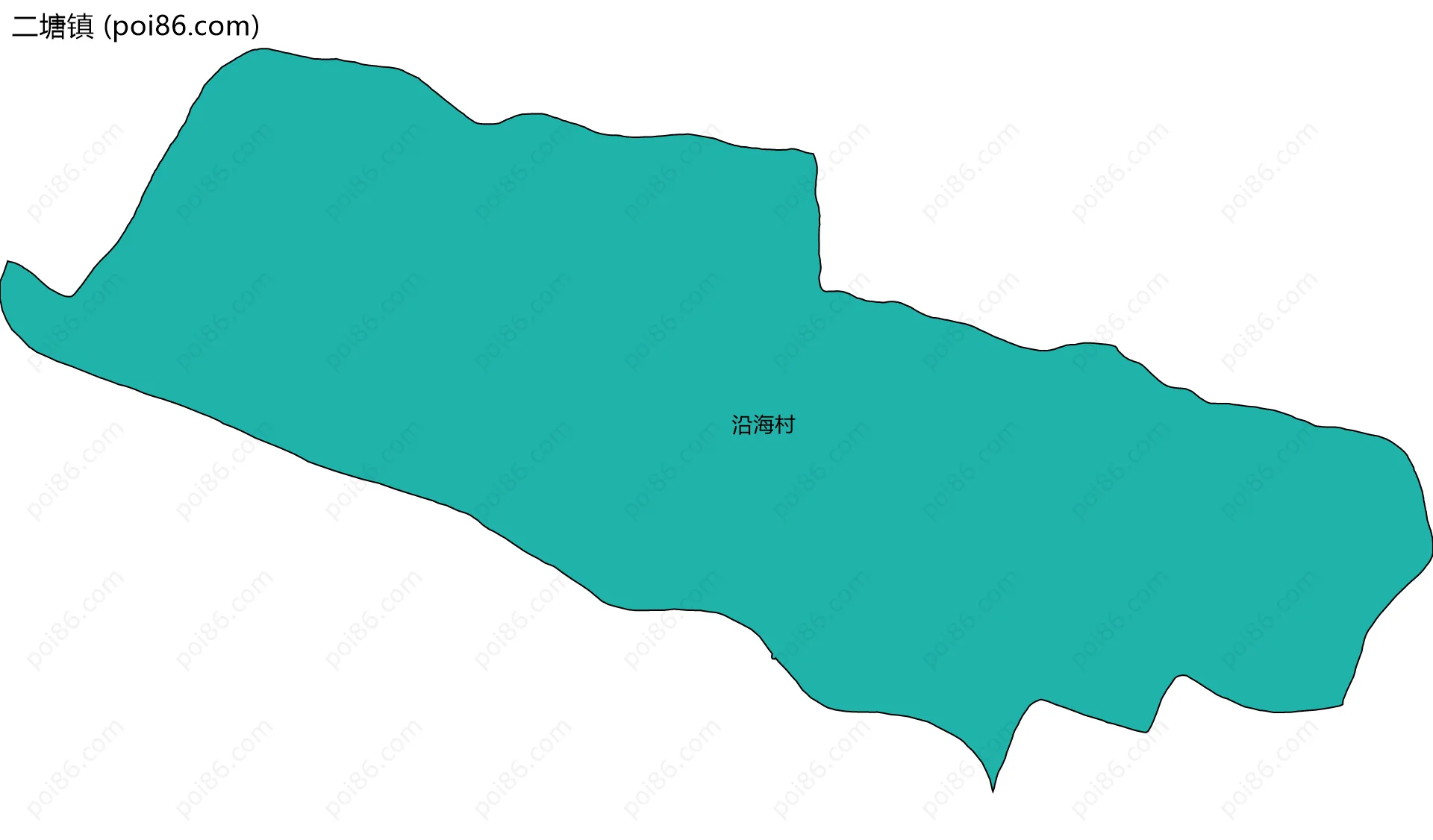 二塘镇边界地图(五级行政区划)