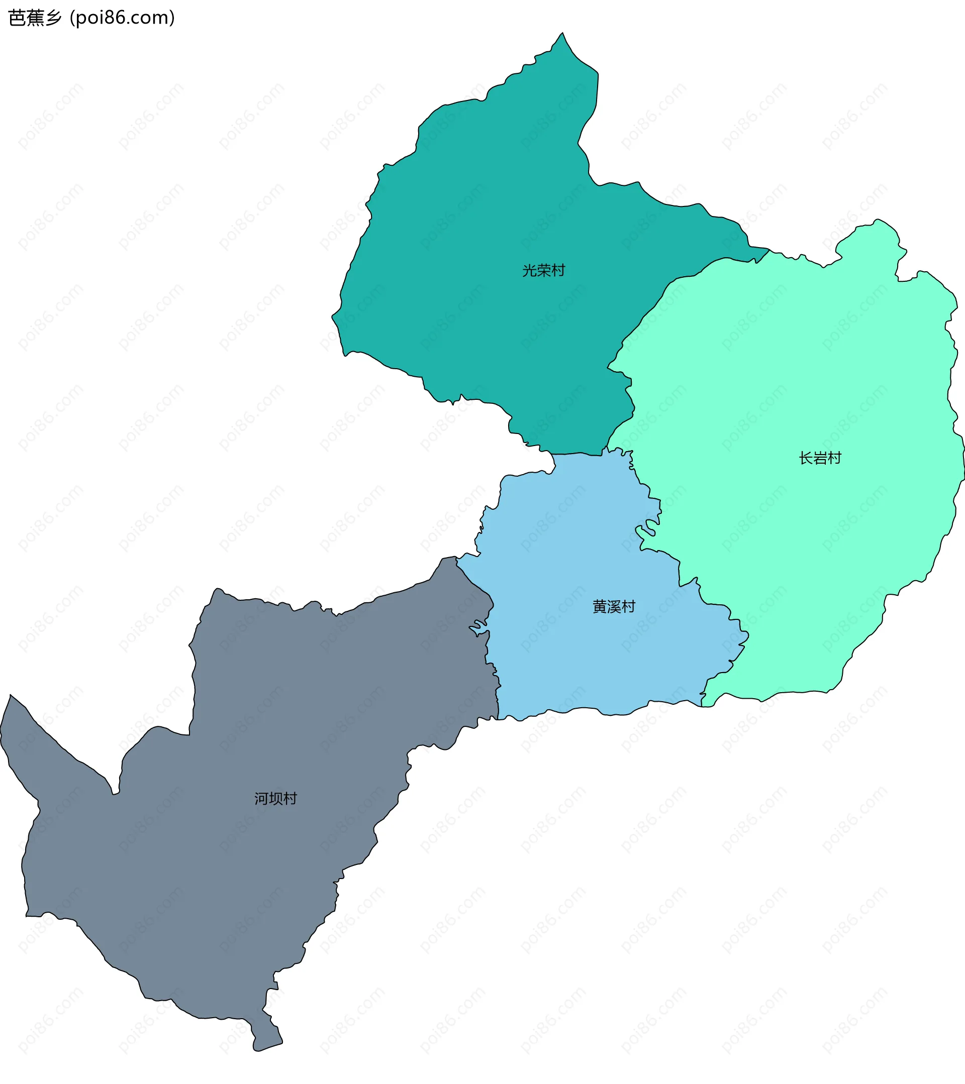 芭蕉乡边界地图(五级行政区划)