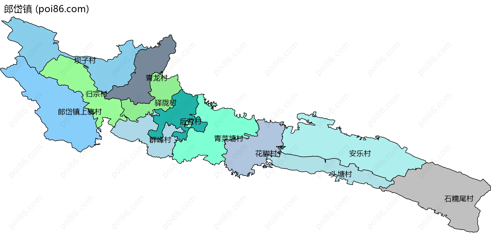 郎岱镇边界地图(五级行政区划)