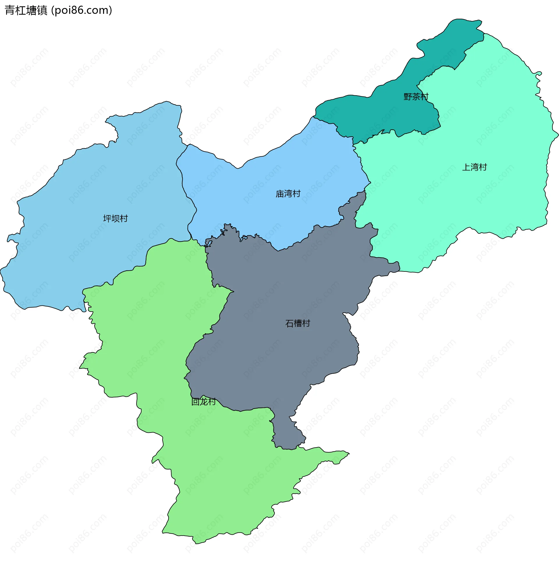 青杠塘镇边界地图(五级行政区划)