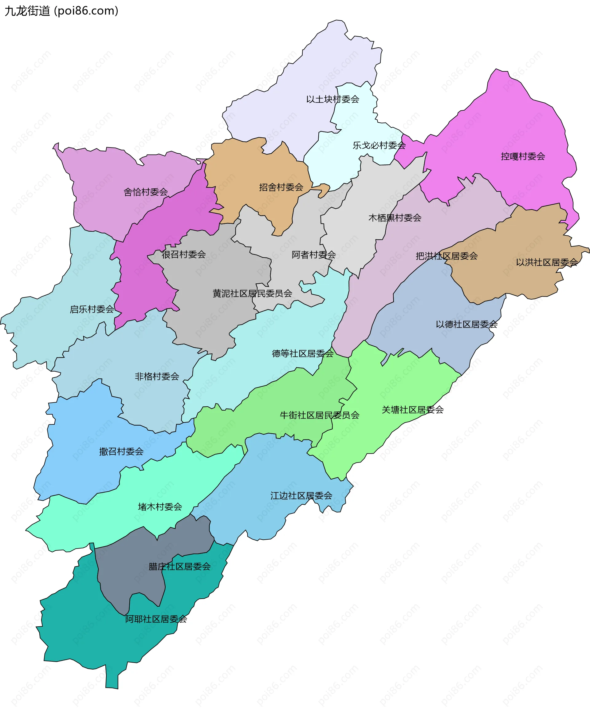 九龙街道边界地图(五级行政区划)