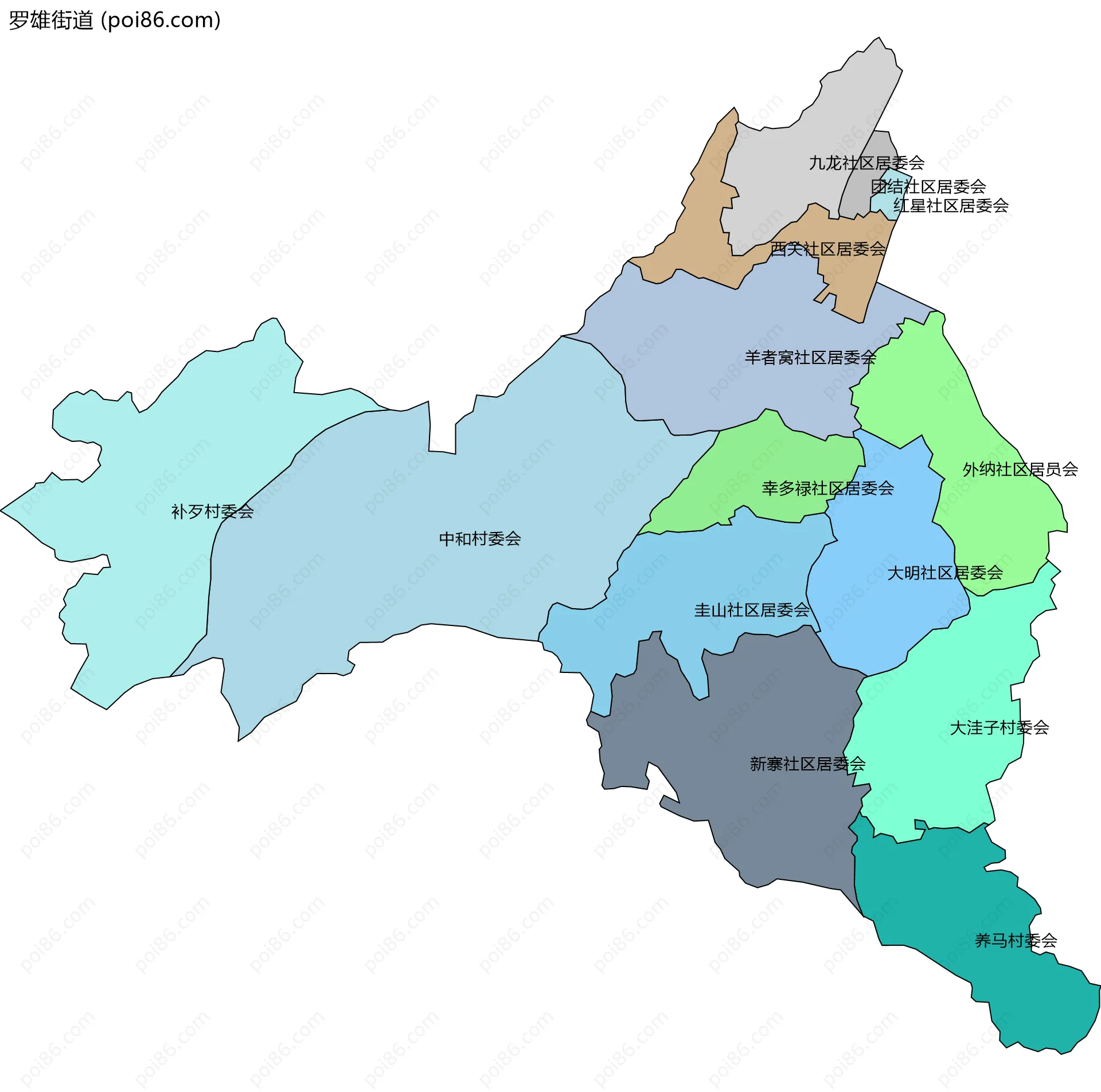 罗雄街道边界地图(五级行政区划)