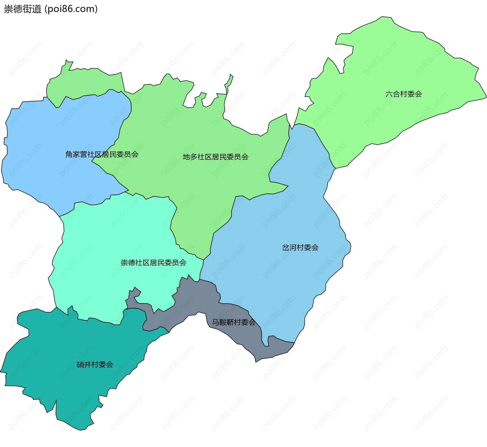 崇德街道边界地图(五级行政区划)