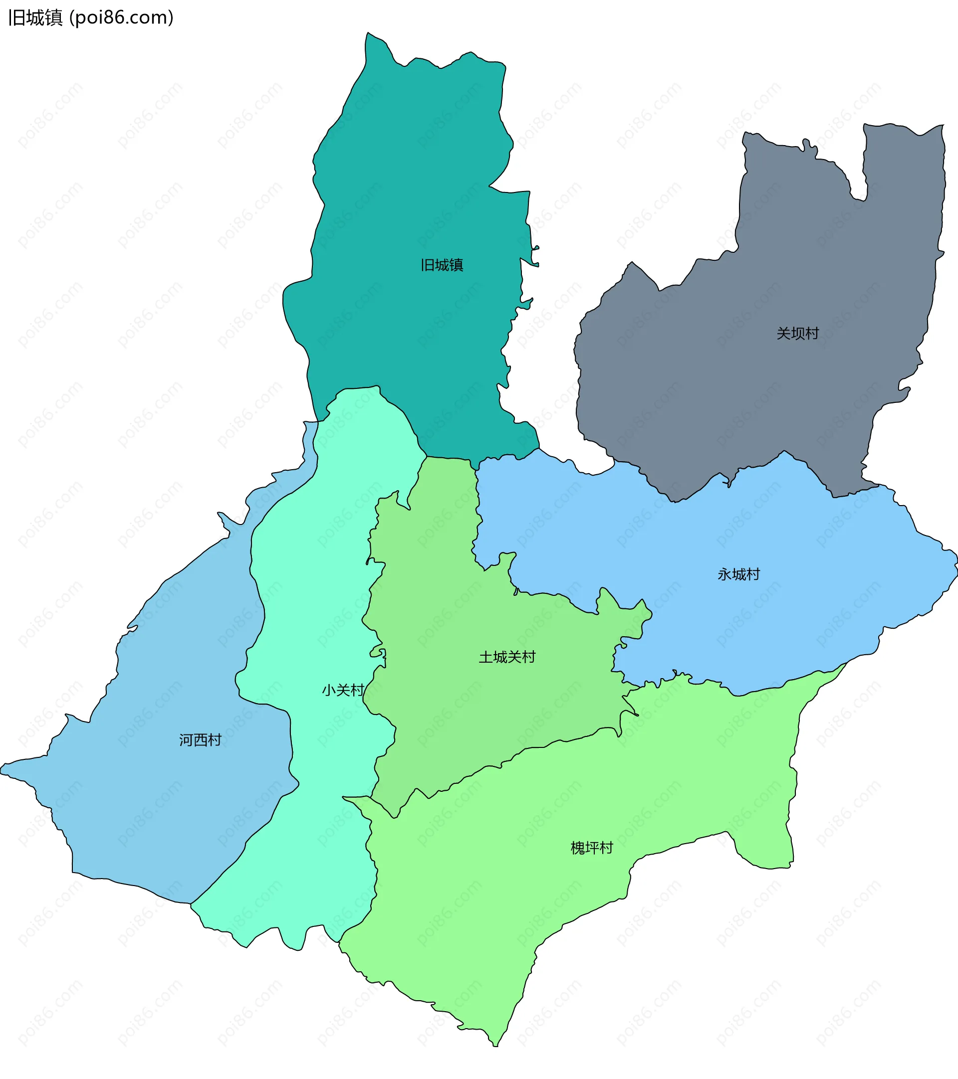 旧城镇边界地图(五级行政区划)