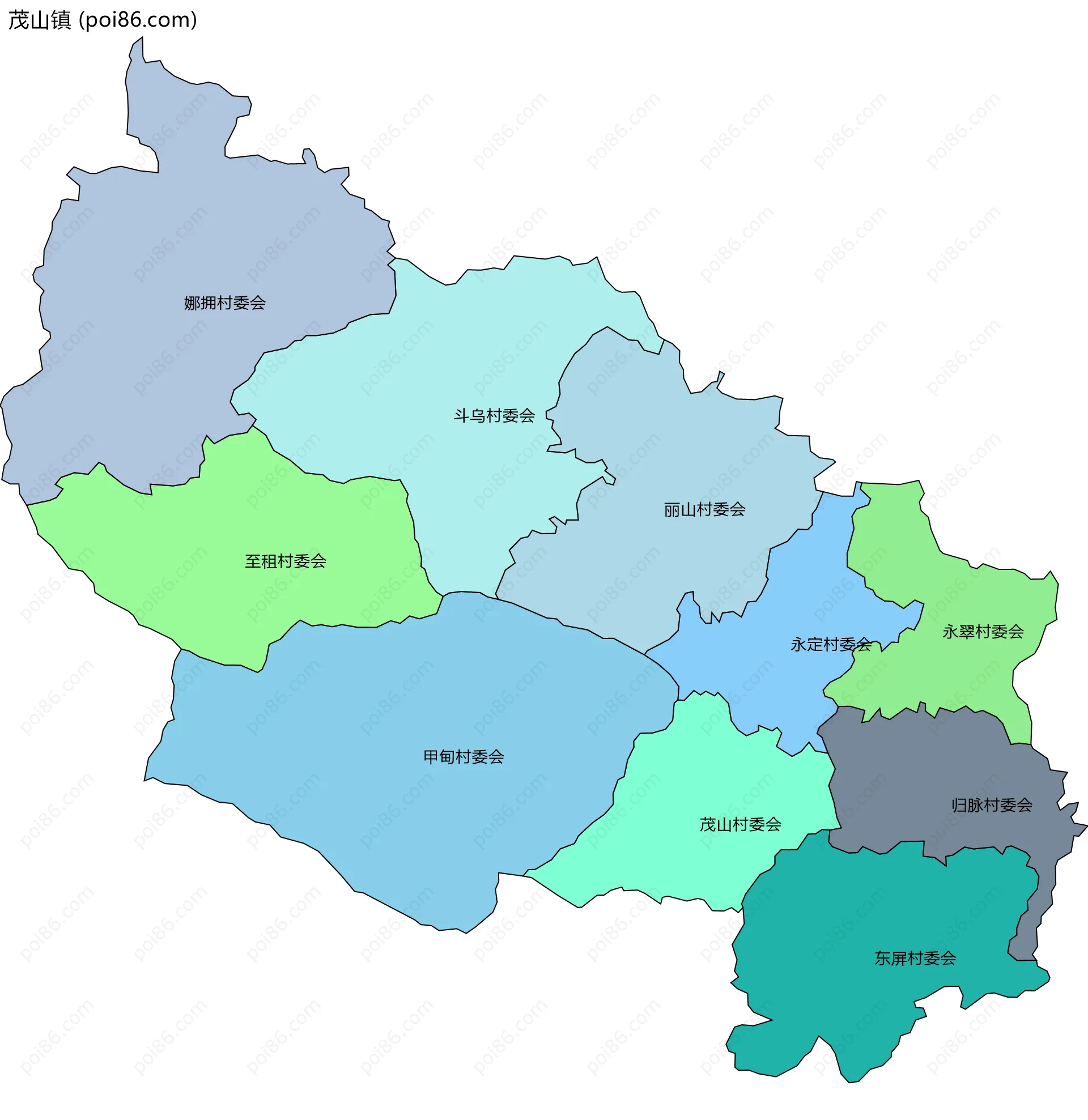 茂山镇边界地图(五级行政区划)