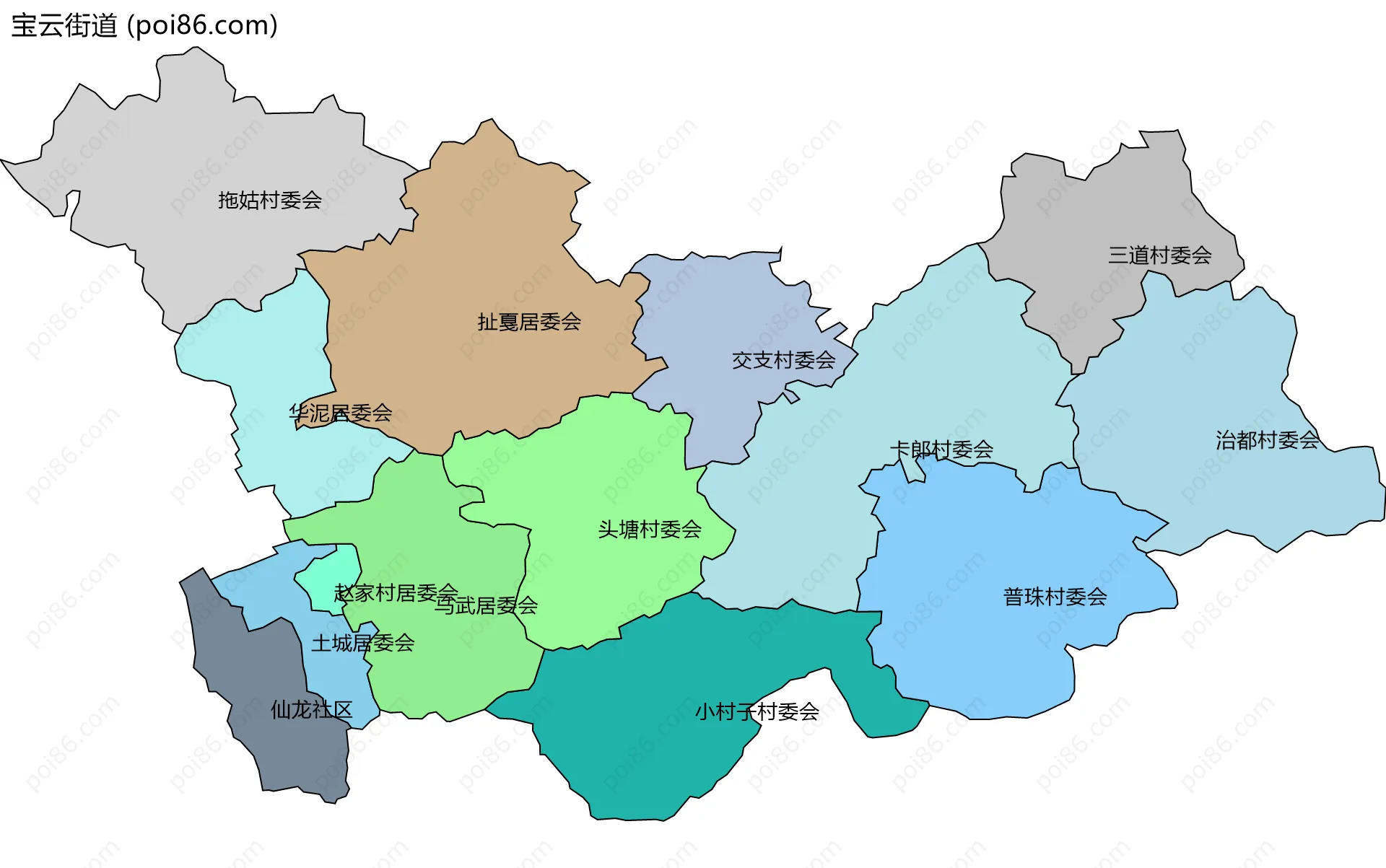 宝云街道边界地图(五级行政区划)