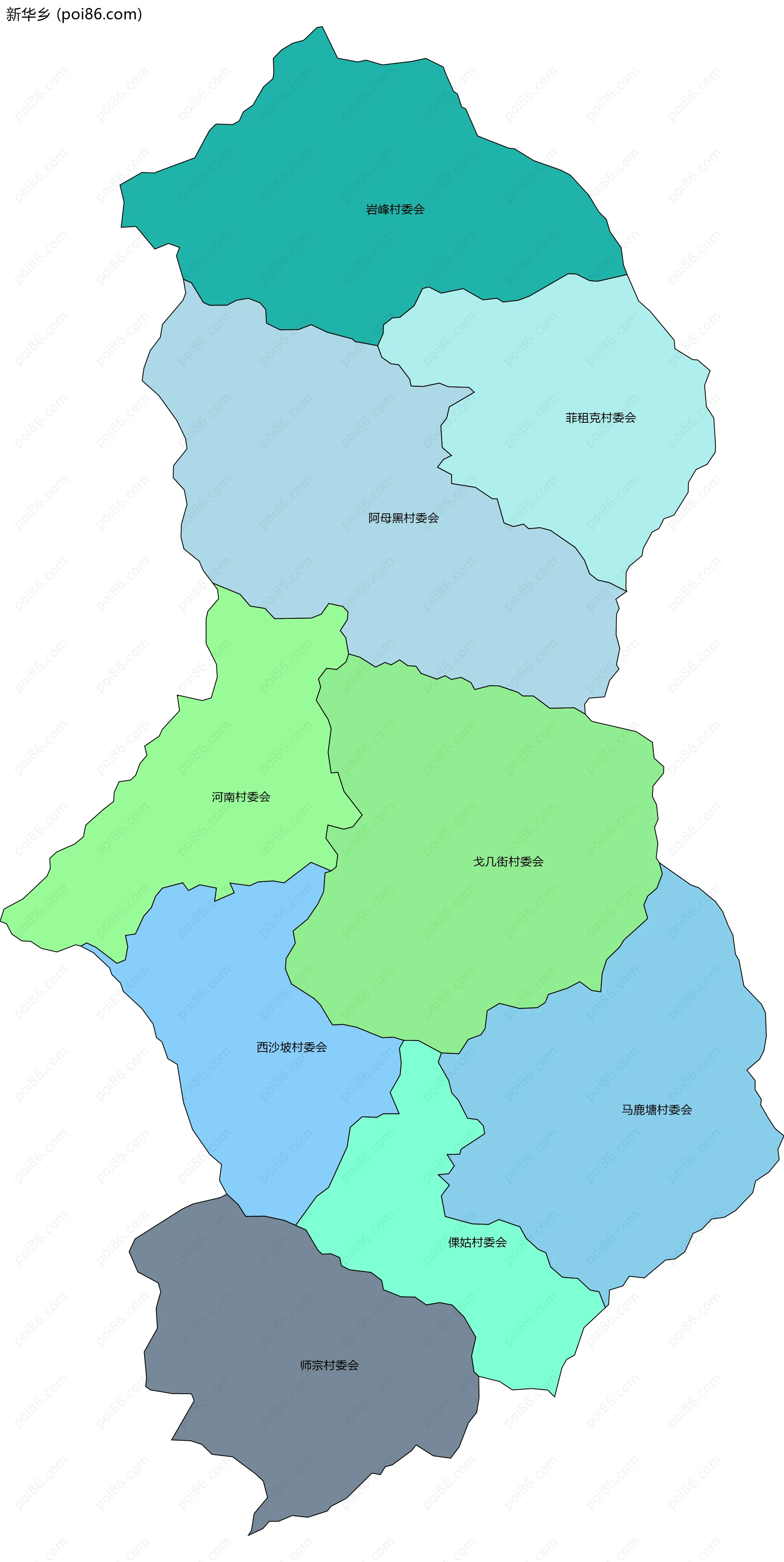 新华乡边界地图(五级行政区划)