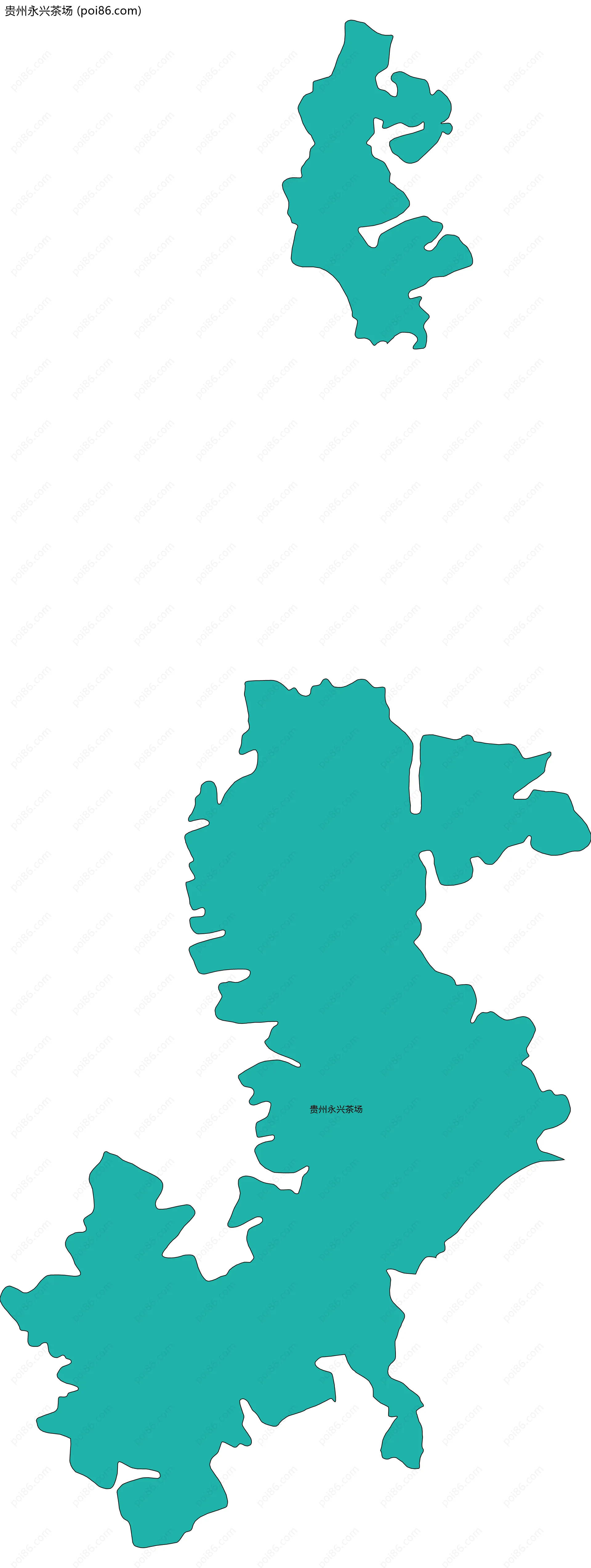 贵州永兴茶场边界地图(五级行政区划)