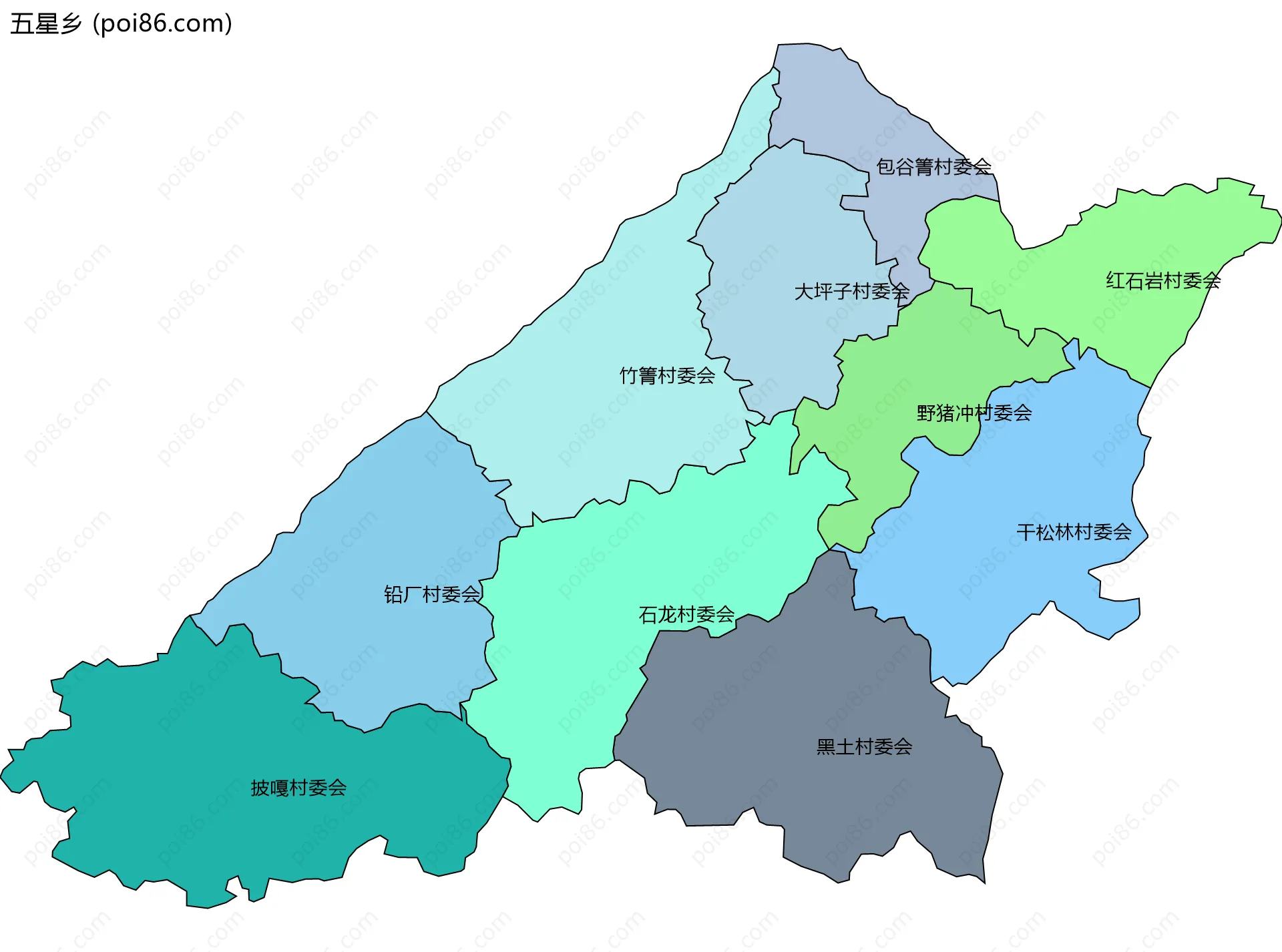 五星乡边界地图(五级行政区划)