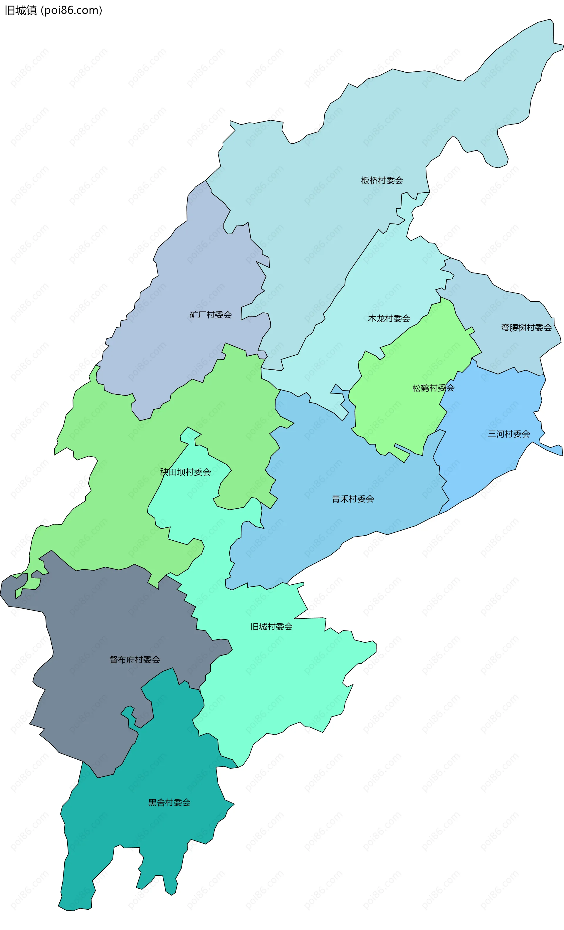 旧城镇边界地图(五级行政区划)