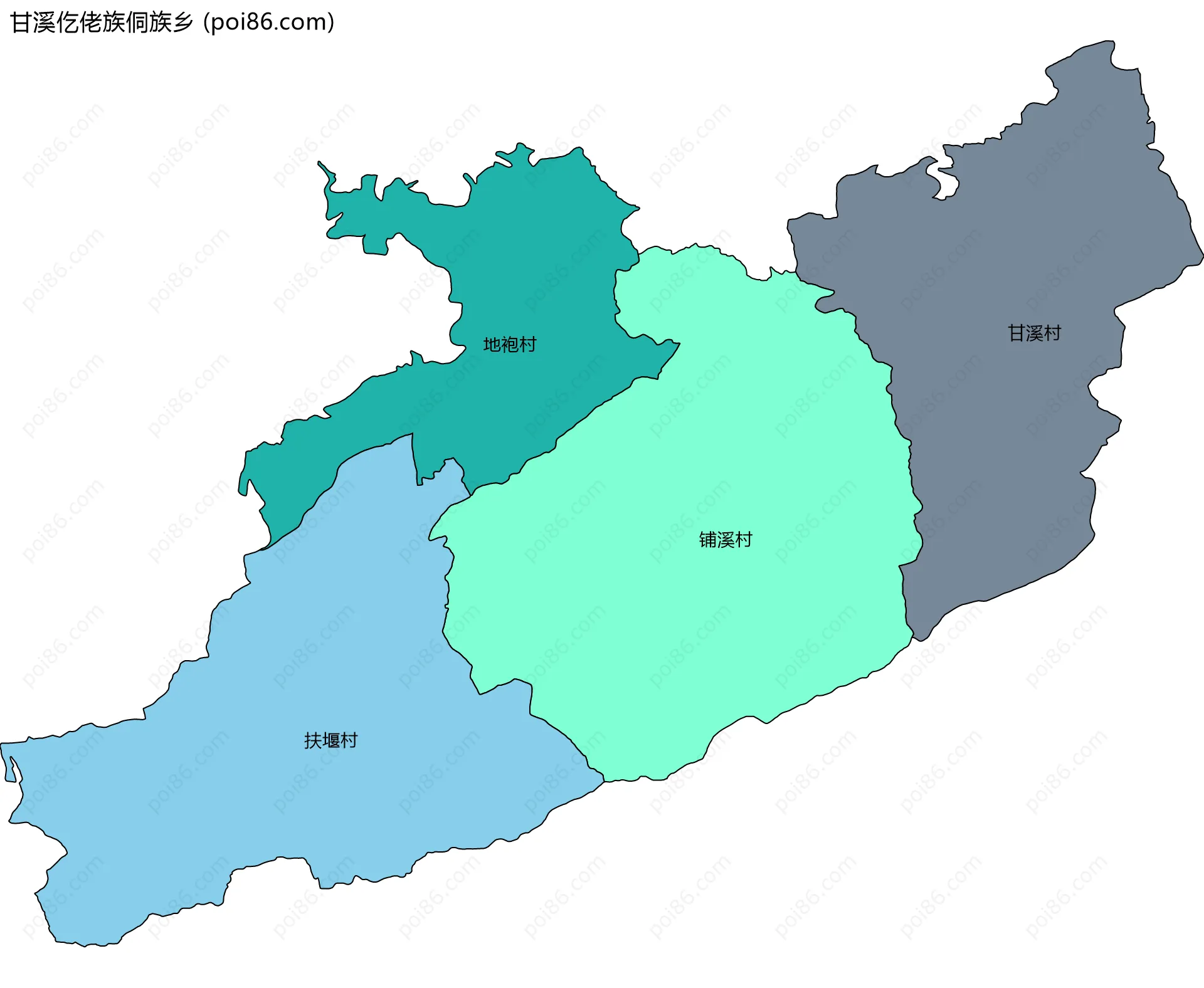 甘溪仡佬族侗族乡边界地图(五级行政区划)
