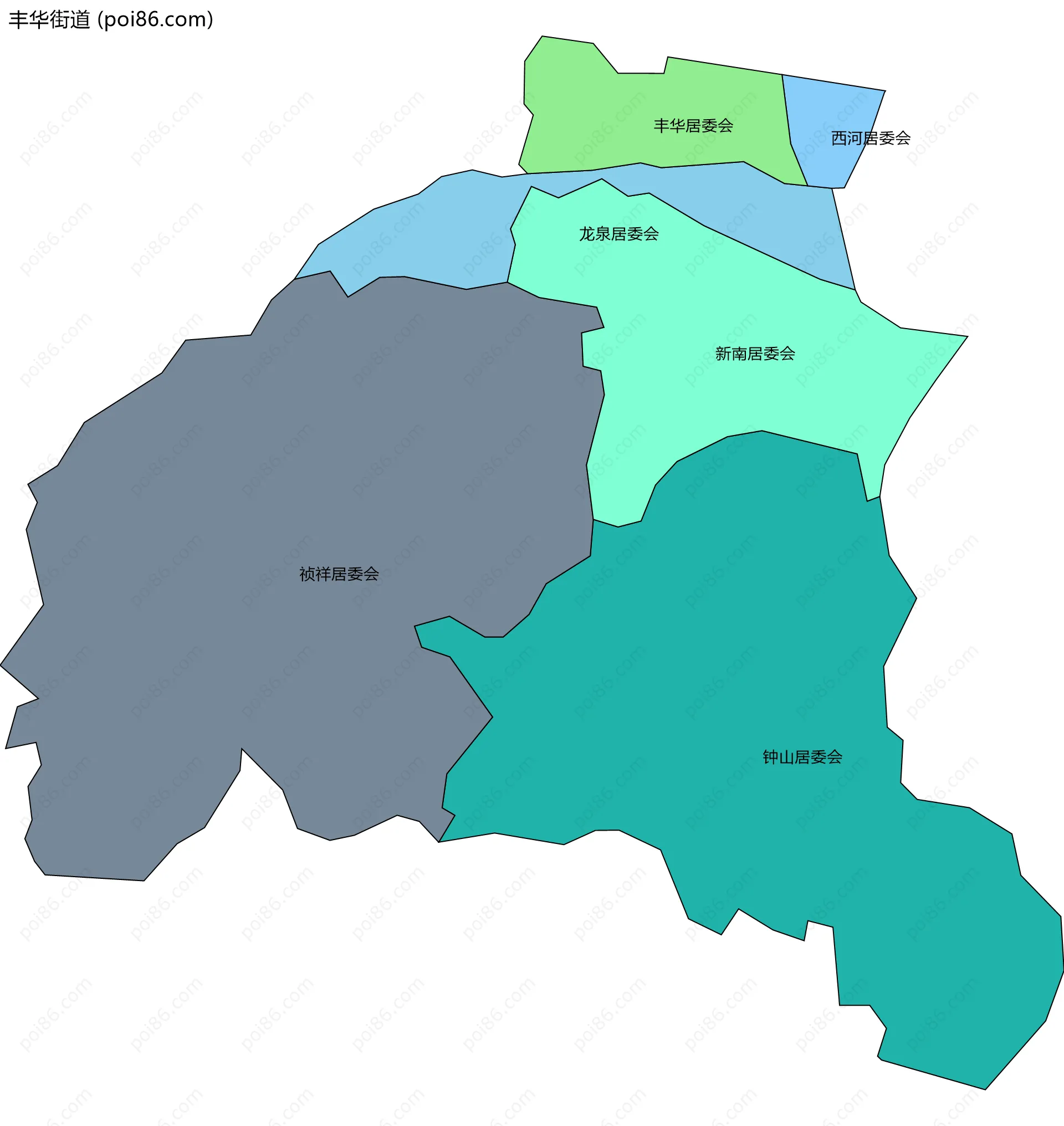 丰华街道边界地图(五级行政区划)