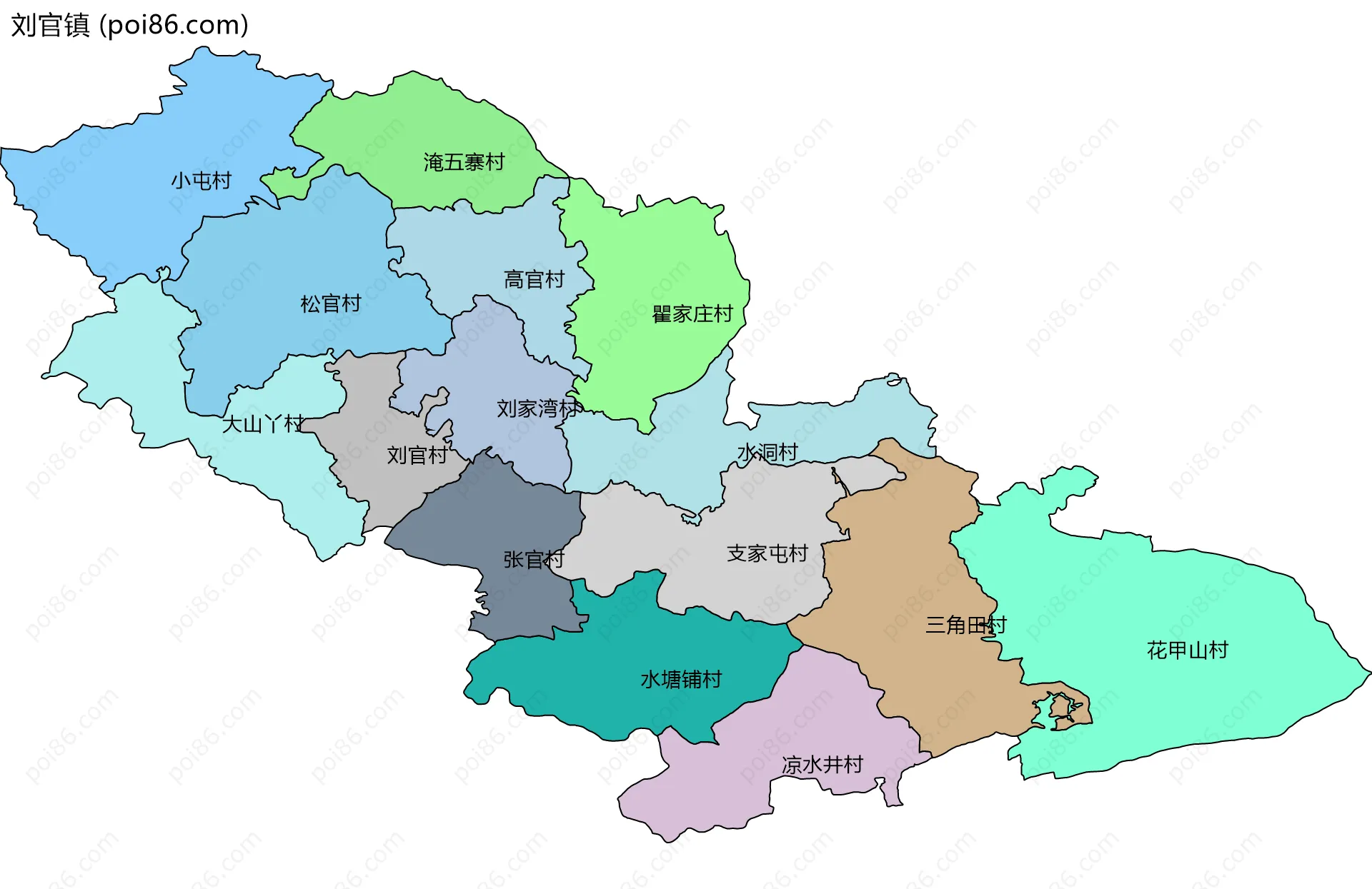 刘官镇边界地图(五级行政区划)