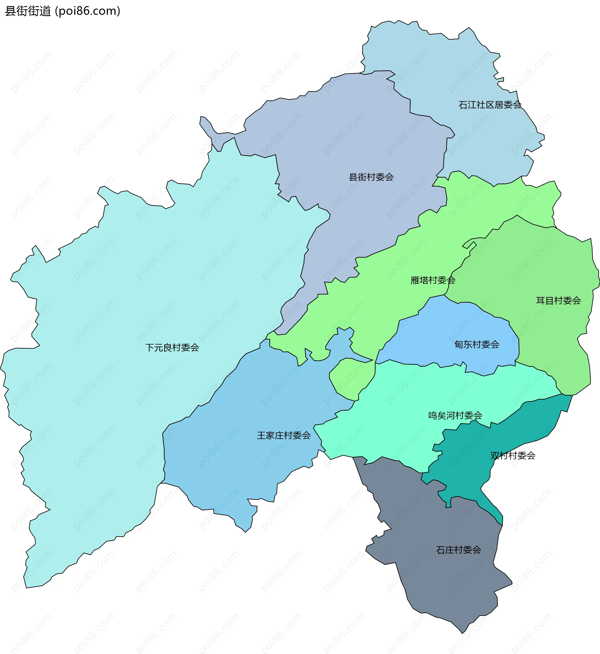 县街街道边界地图(五级行政区划)