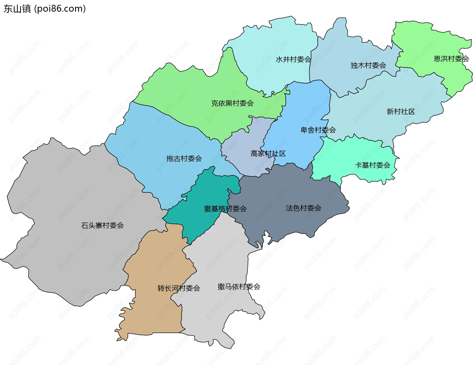 东山镇边界地图(五级行政区划)