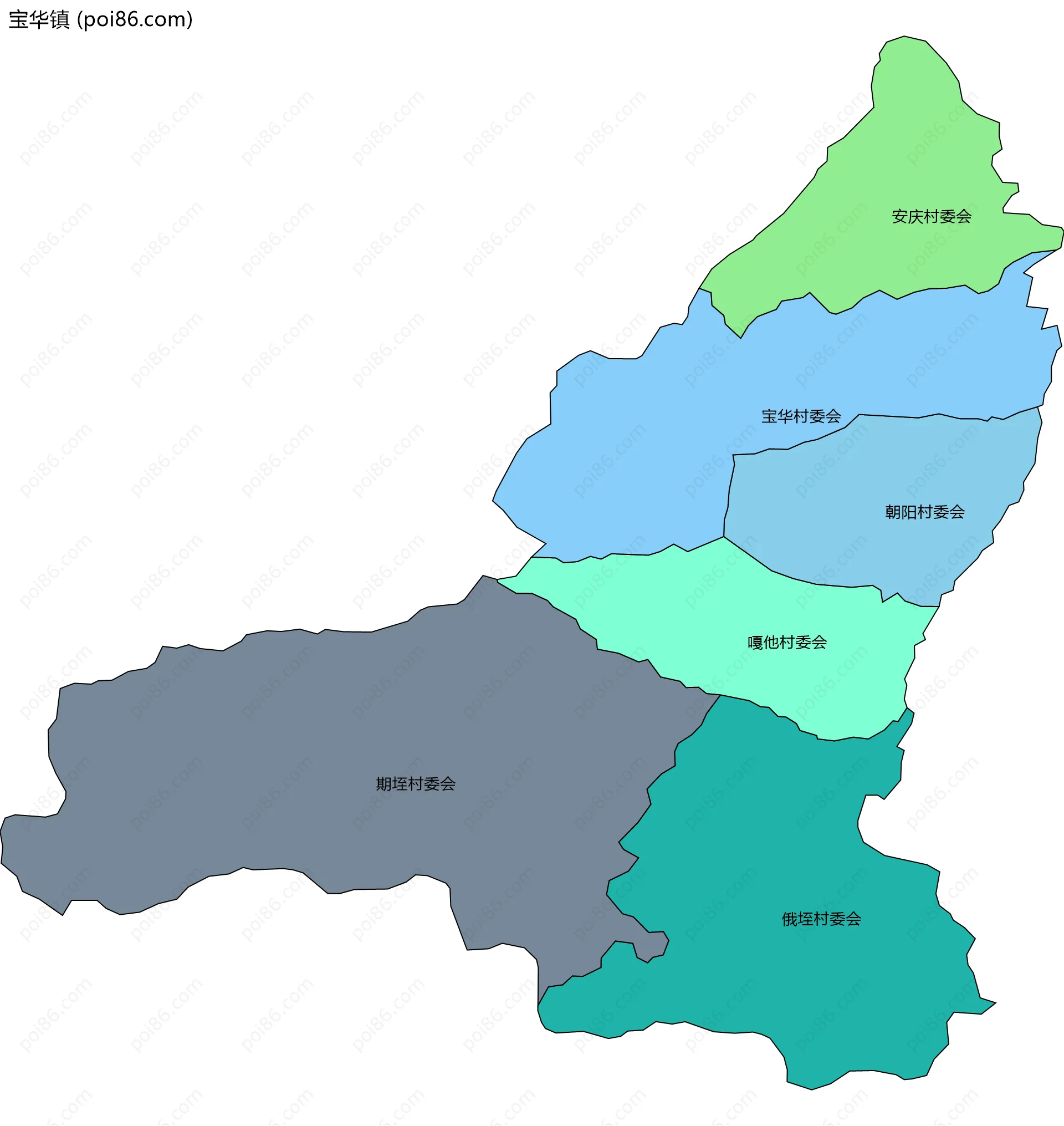 宝华镇边界地图(五级行政区划)