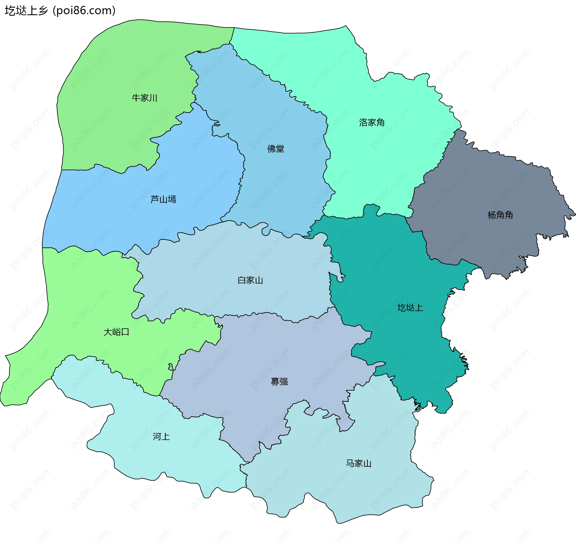 圪垯上乡边界地图(五级行政区划)