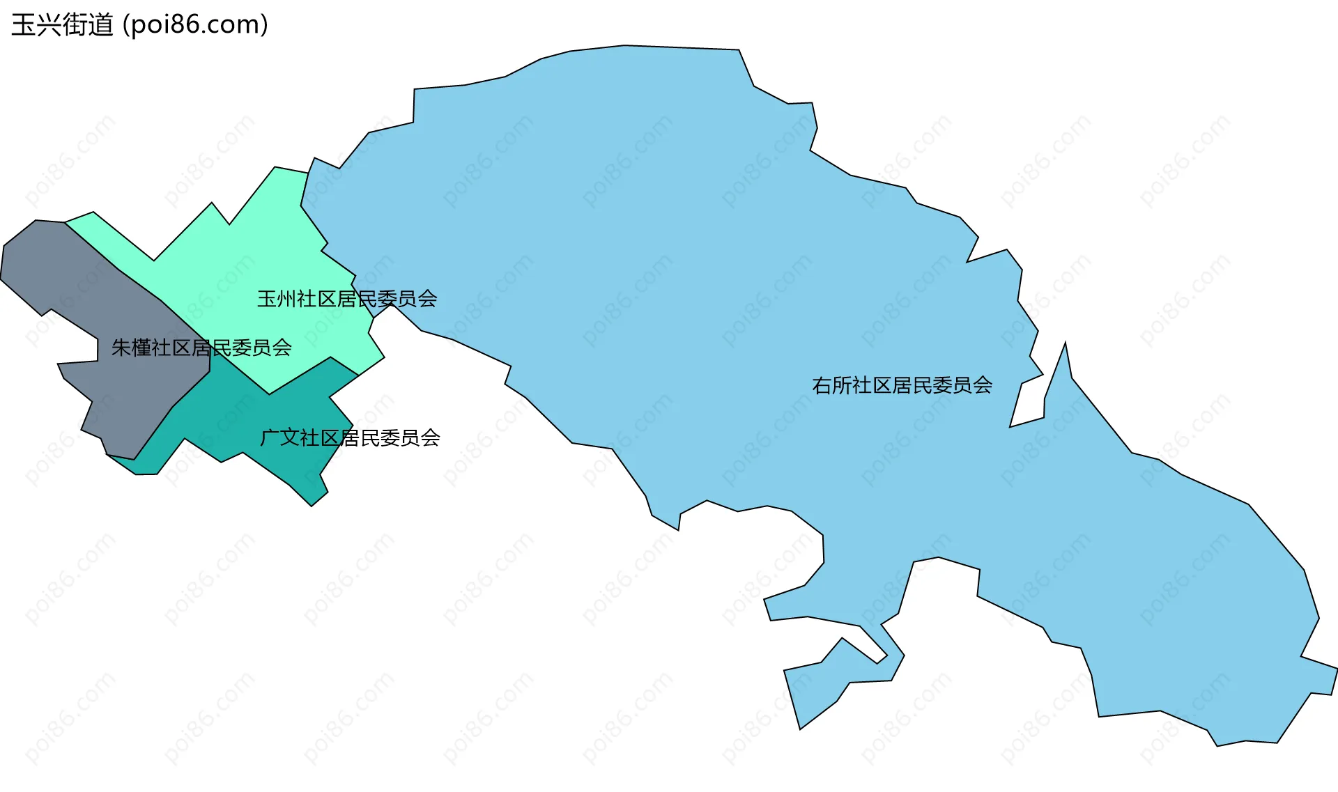 玉兴街道边界地图(五级行政区划)