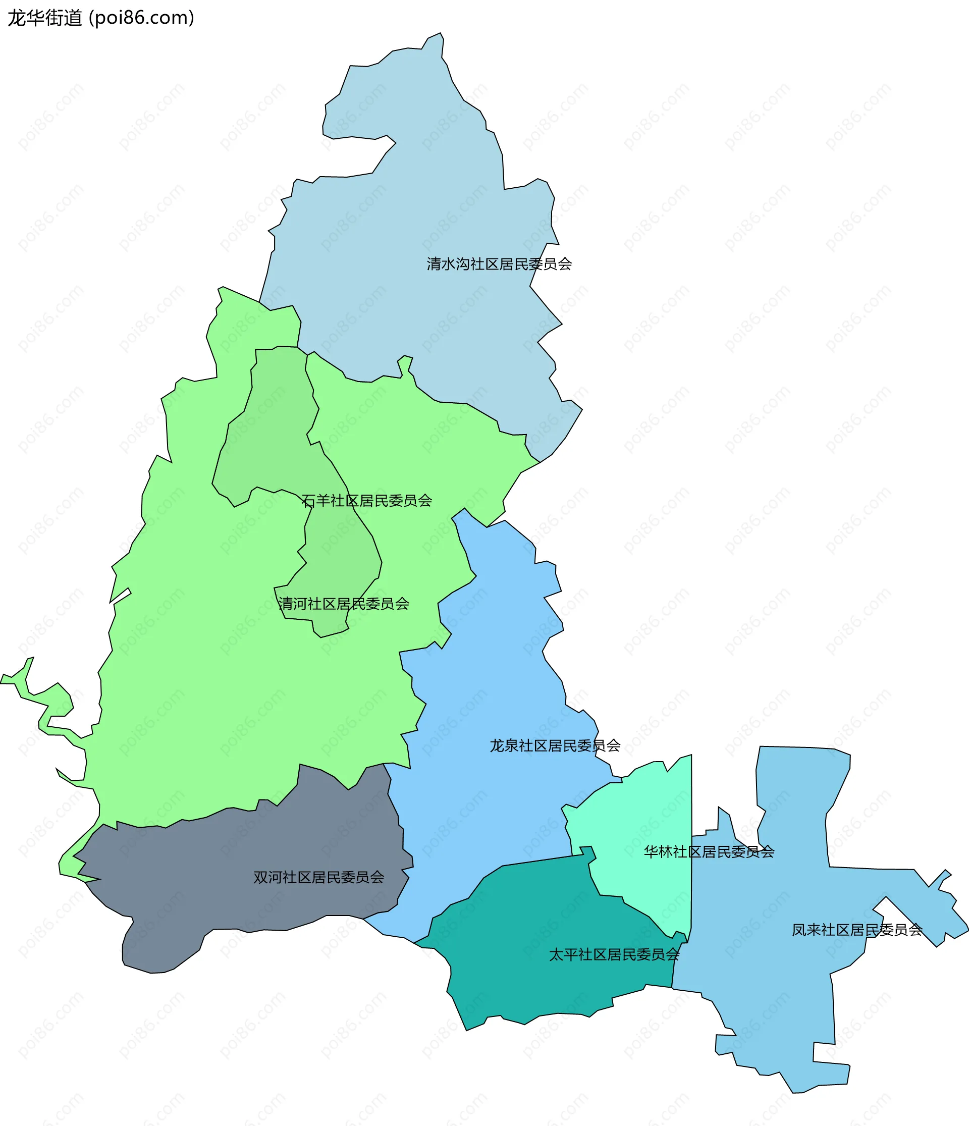 龙华街道边界地图(五级行政区划)