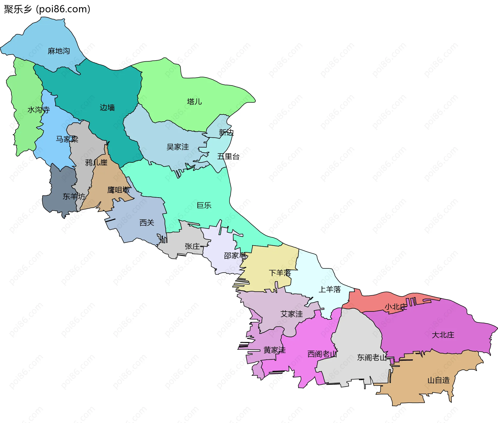 聚乐乡边界地图(五级行政区划)