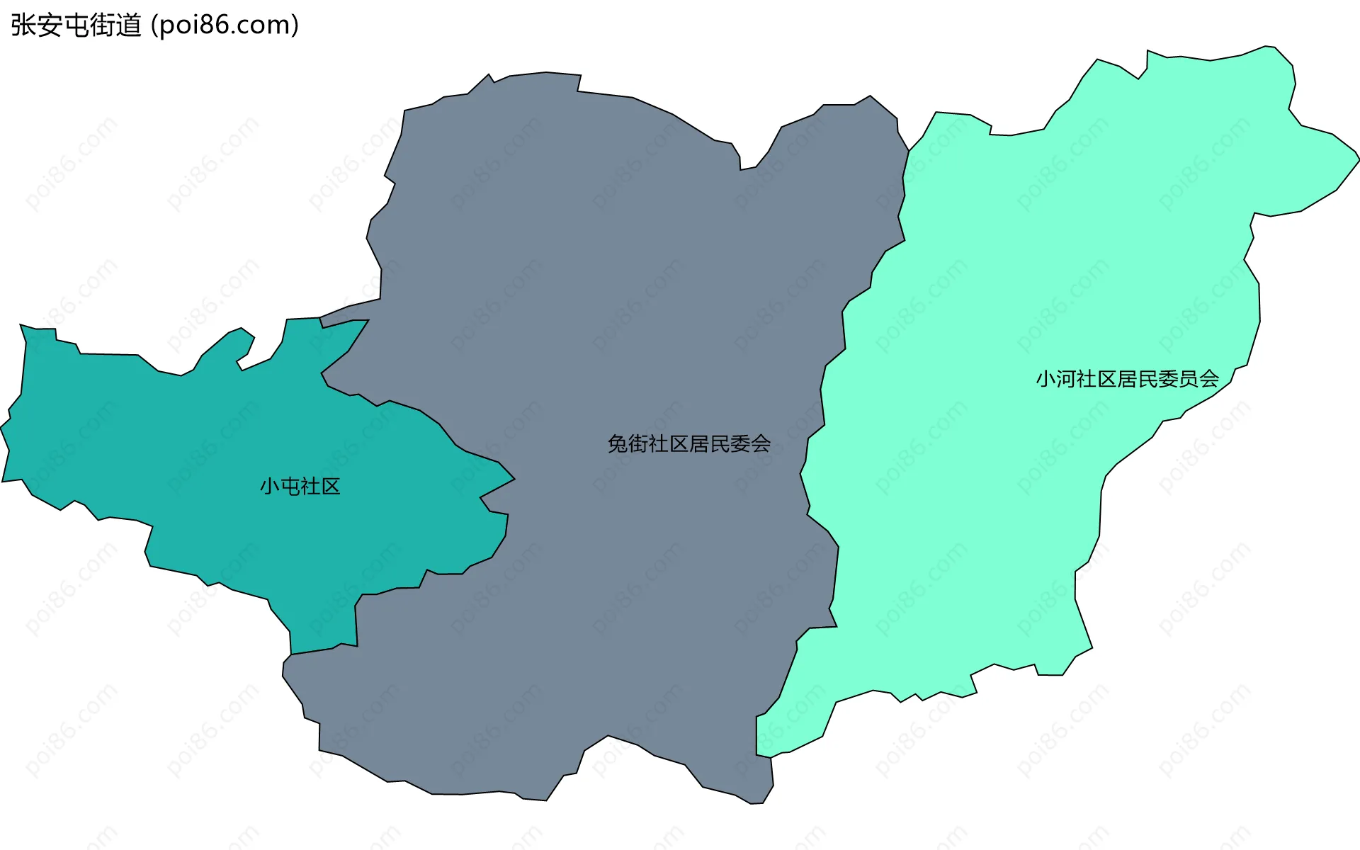 张安屯街道边界地图(五级行政区划)