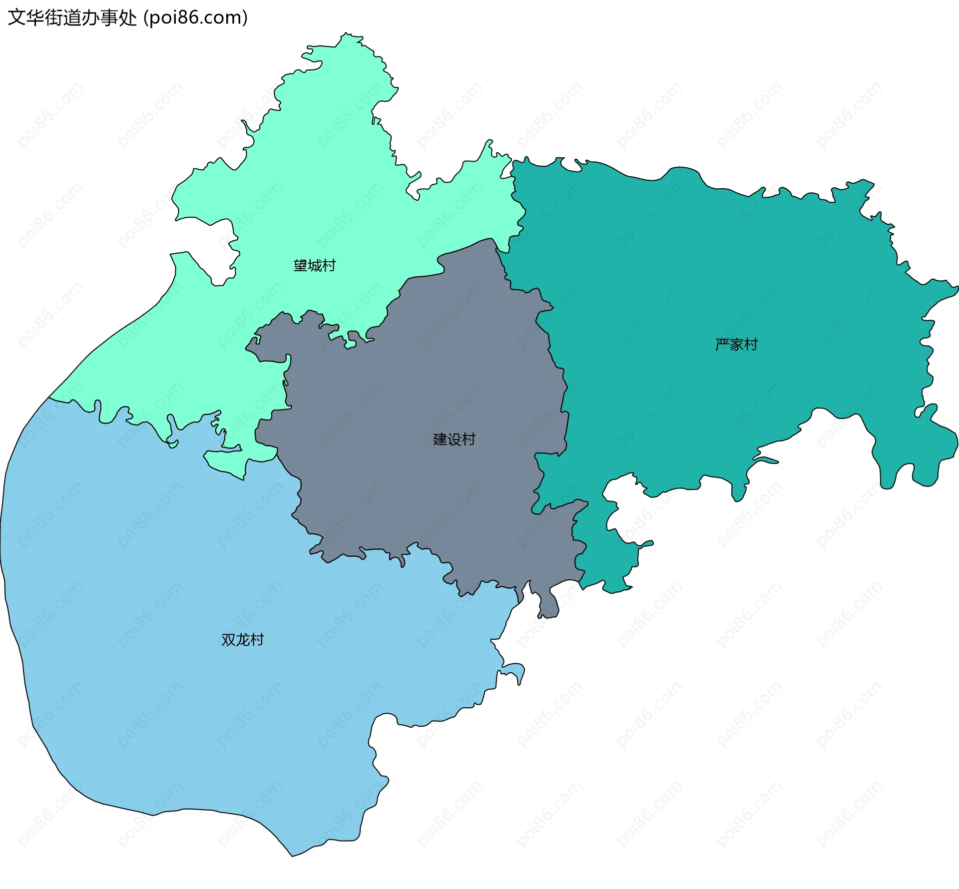 文华街道办事处边界地图(五级行政区划)