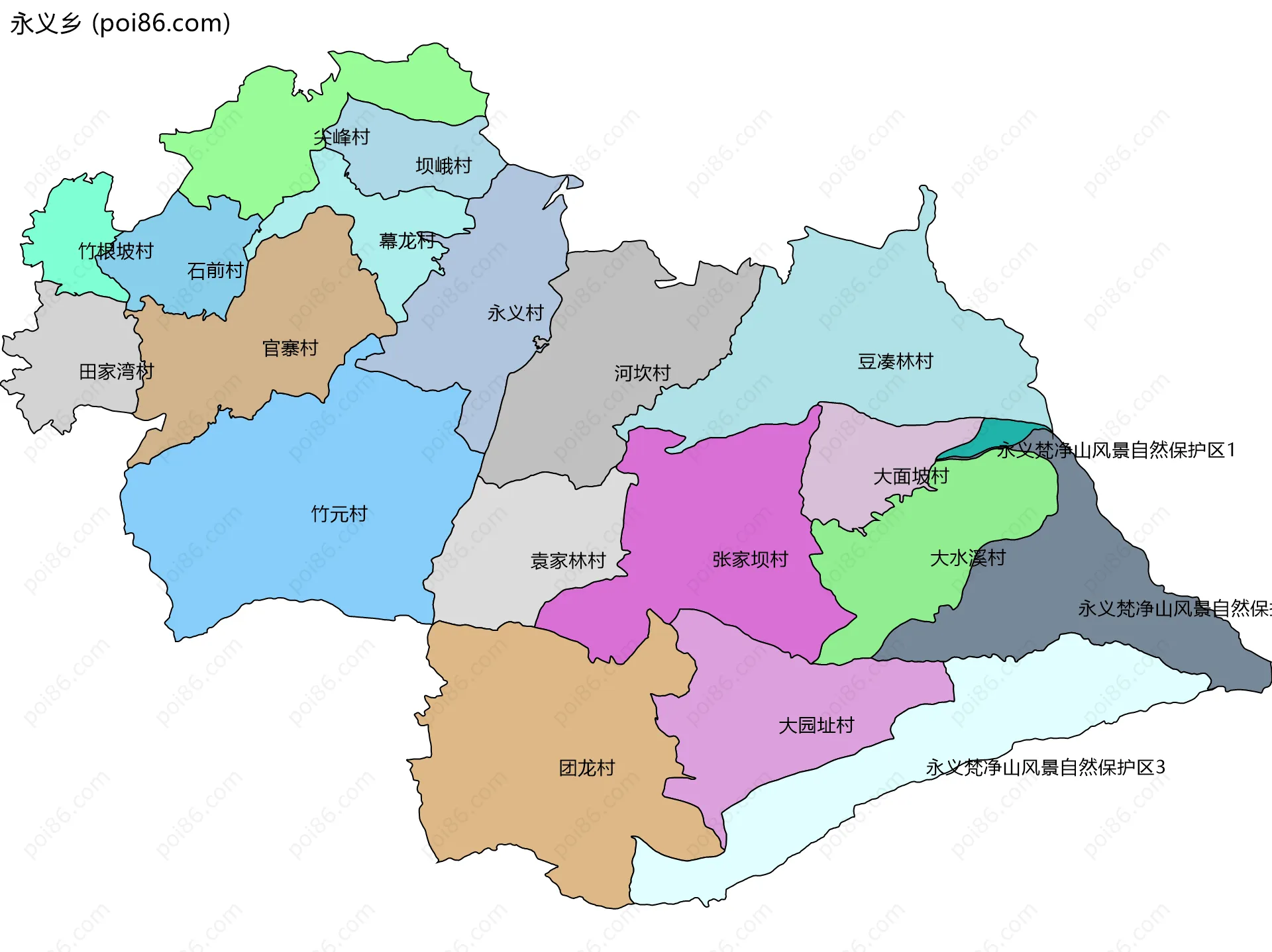 永义乡边界地图(五级行政区划)