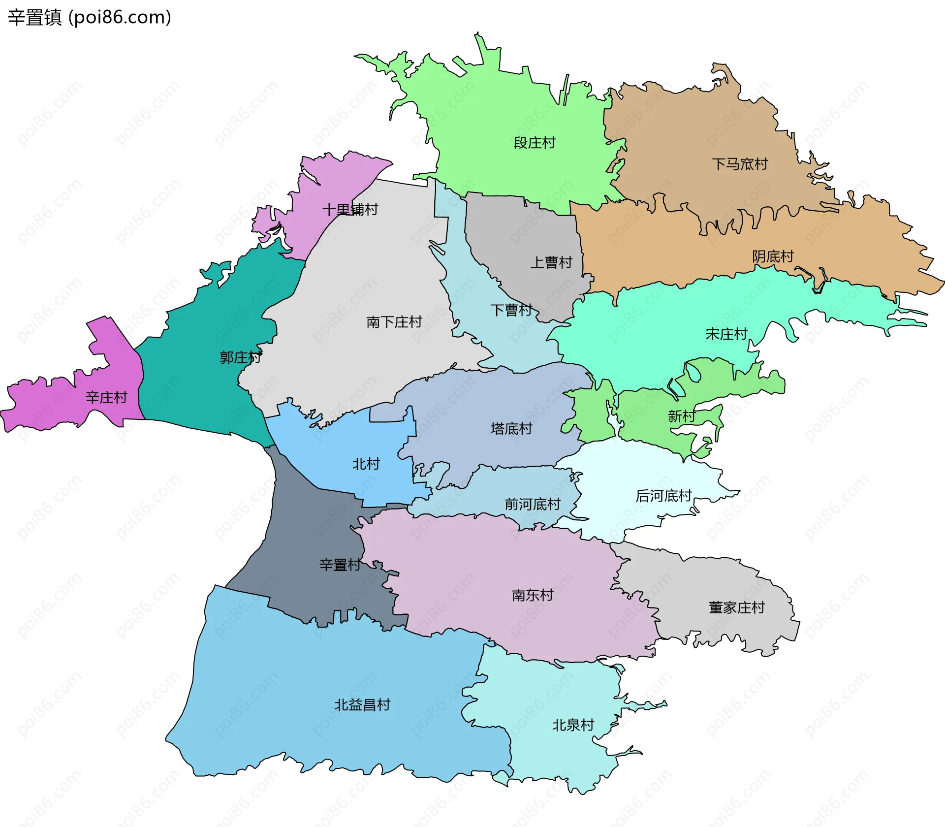 辛置镇边界地图(五级行政区划)