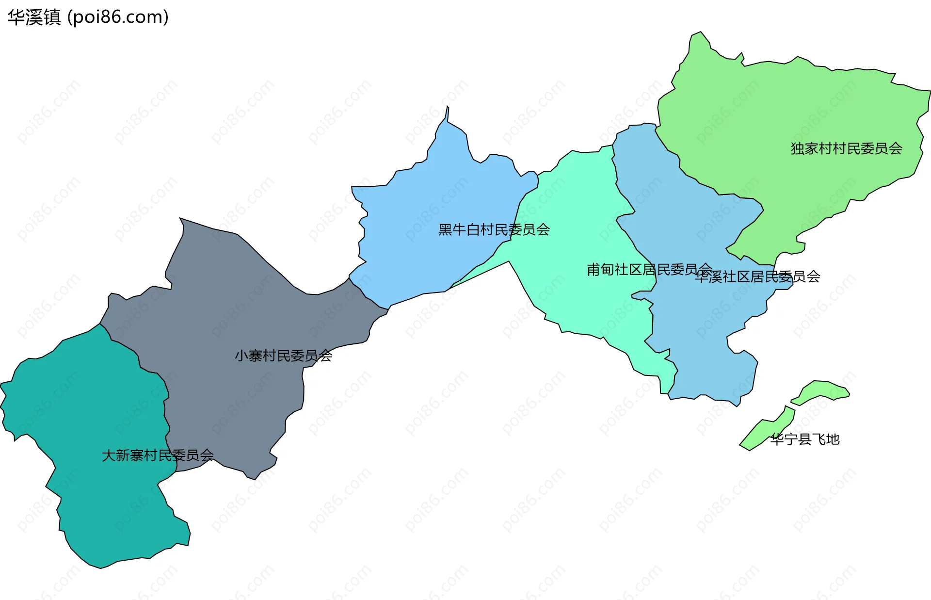 华溪镇边界地图(五级行政区划)