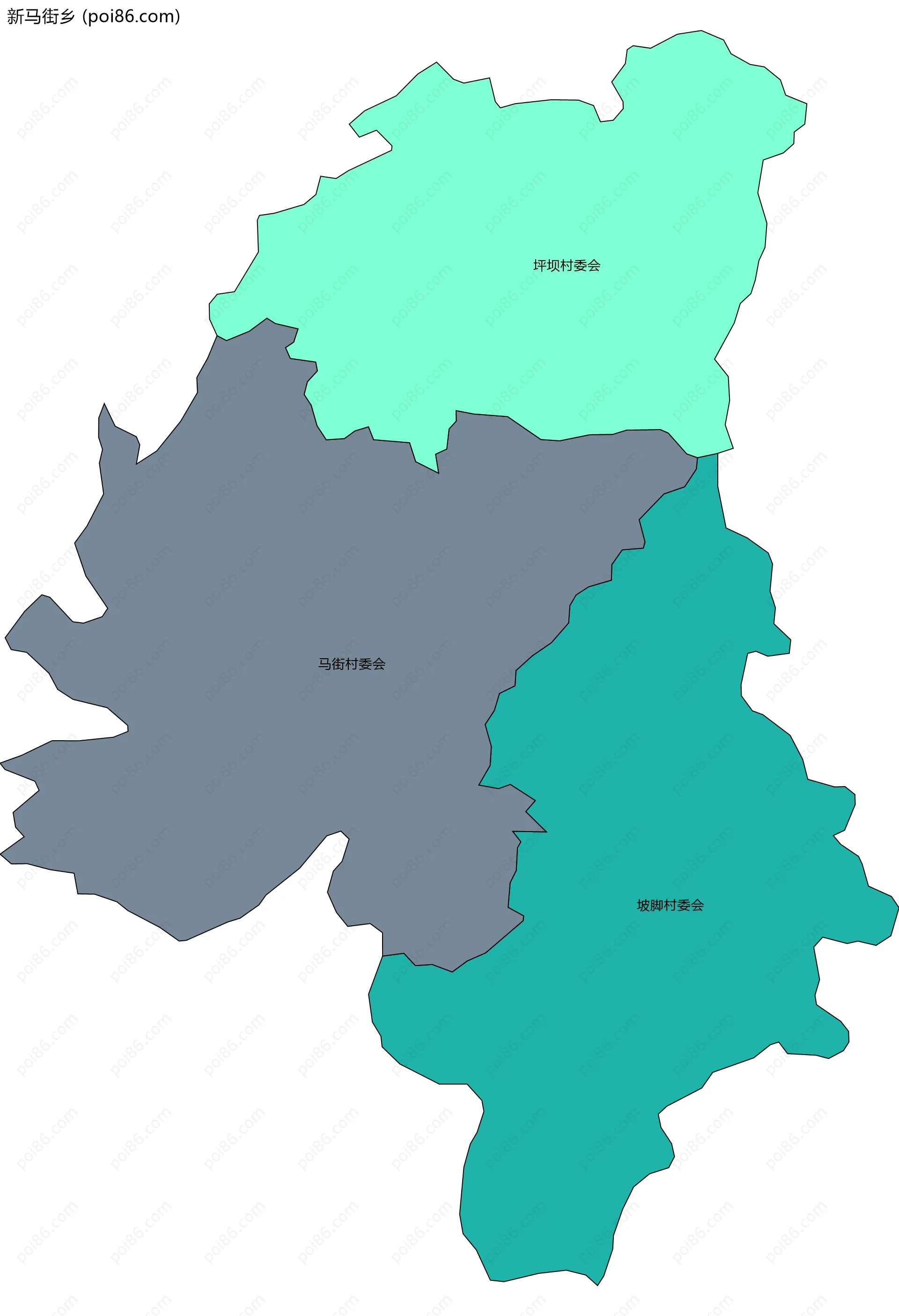 新马街乡边界地图(五级行政区划)